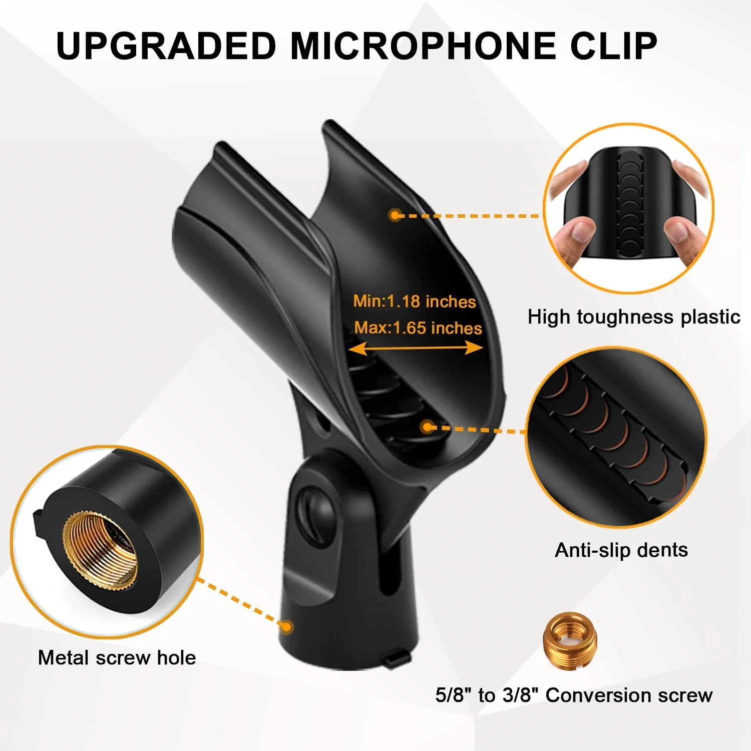 پایه میکروفون گردن غازی، پایه بازوی میکروفون انعطاف پذیر، پایه میکروفون رومیزی با گیره سوپر کلمپ و آداپتور 3/8 اینچ به 5/8 اینچ، سازگار با Shure/Fifine / AT2020 / Pyle/Blue Snowball/Razer (13 اینچ)
