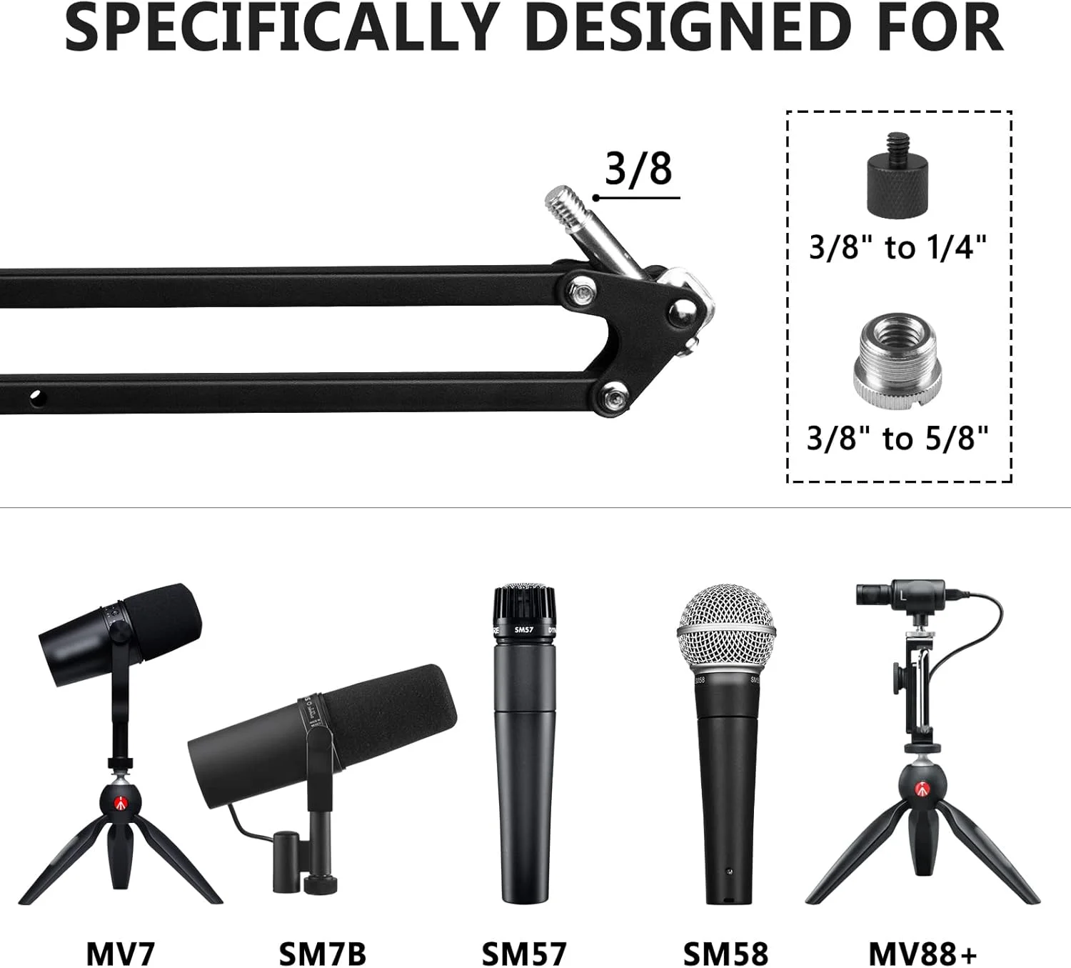 بازوی میکروفون Geekria for Creators سازگار با Shure MV7+، MV88+، SM7B، MV7، MV7X، SM58، SM57، آداپتور بازوی بوم میکروفون، پایه تعلیق، بازوی قیچی میکروفون، نگهدارنده پایه رومیزی بازوی میکروفون Geekria for Creators سازگار با Shure MV7+، MV88+، SM7B، MV7، MV7X، SM58، SM57، آداپتور بازوی بوم میکروفون، پایه تعلیق، بازوی قیچی میکروفون، نگهدارنده پایه رومیزی