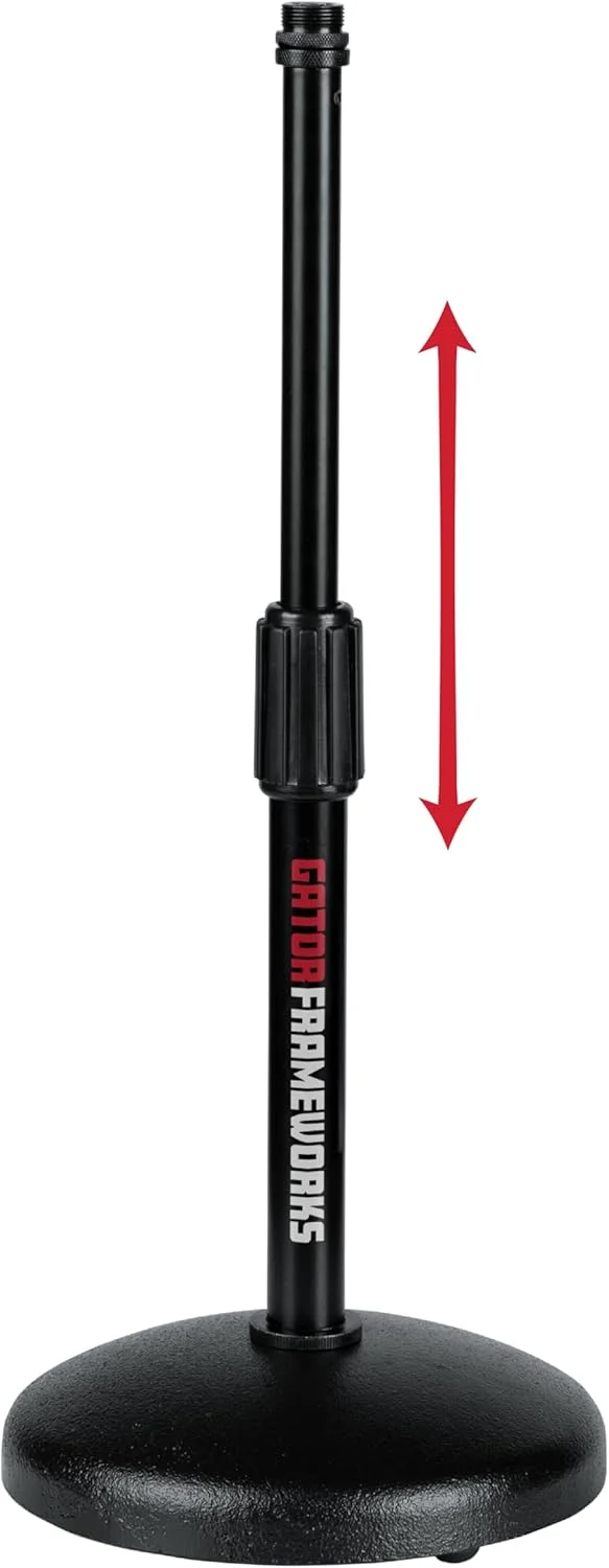 پایه میکروفون رومیزی Gator Frameworks با پایه گرد وزنی و ارتفاع قابل تنظیم (GFW-MIC-0501)