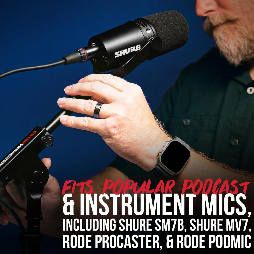 پایه میکروفون کوتاه با پایه سنگین و کلاچ چرخشی نرم، بازوی بوم و هر دو مانت 3/8 و 5/8 اینچ; ابعاد - 4.5" X 8" (Gfw-Mic-0821)