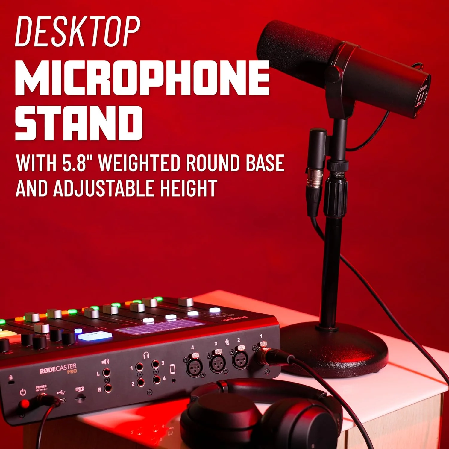 پایه میکروفون رومیزی Gator Frameworks با پایه گرد وزنی و ارتفاع قابل تنظیم (GFW-MIC-0501)