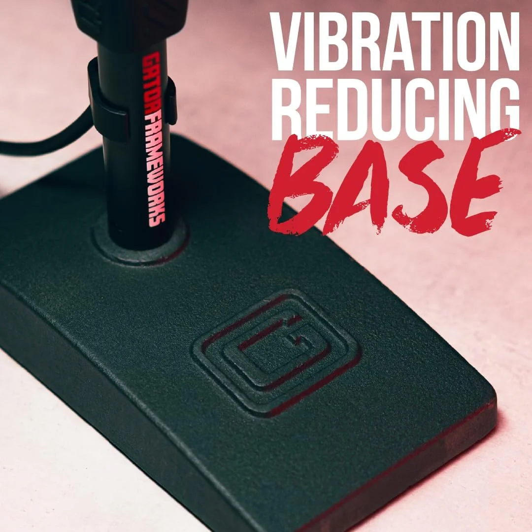 پایه میکروفون رومیزی سنگین Gator Frameworks با بازوی تلسکوپی و وزنه تعادل 1.1 کیلوگرمی؛ ایده آل برای ضبط صدا و استریمینگ (GFW-MIC-0822)