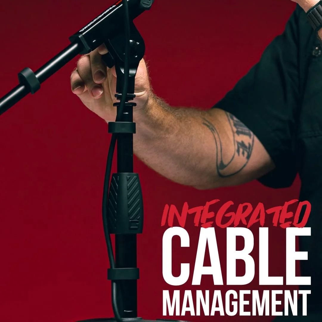 پایه میکروفون رومیزی سنگین Gator Frameworks با بازوی تلسکوپی و وزنه تعادل 1.1 کیلوگرمی؛ ایده آل برای ضبط صدا و استریمینگ (GFW-MIC-0822)