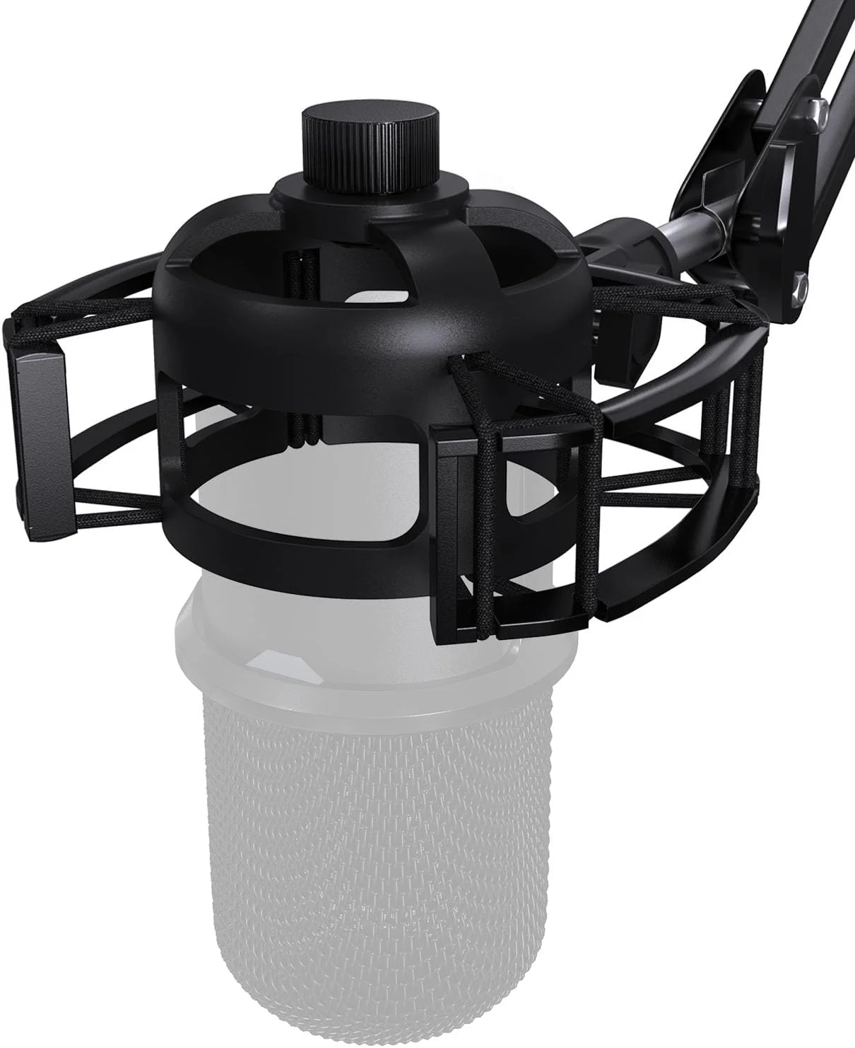 پایه ضد لرزش سفارشی برای میکروفون SoloCast، مدل ارتقا یافته 2025، دارای گیره نگهدارنده الاستیک و آداپتور پیچی سازگار با میکروفون HyperX SoloCast