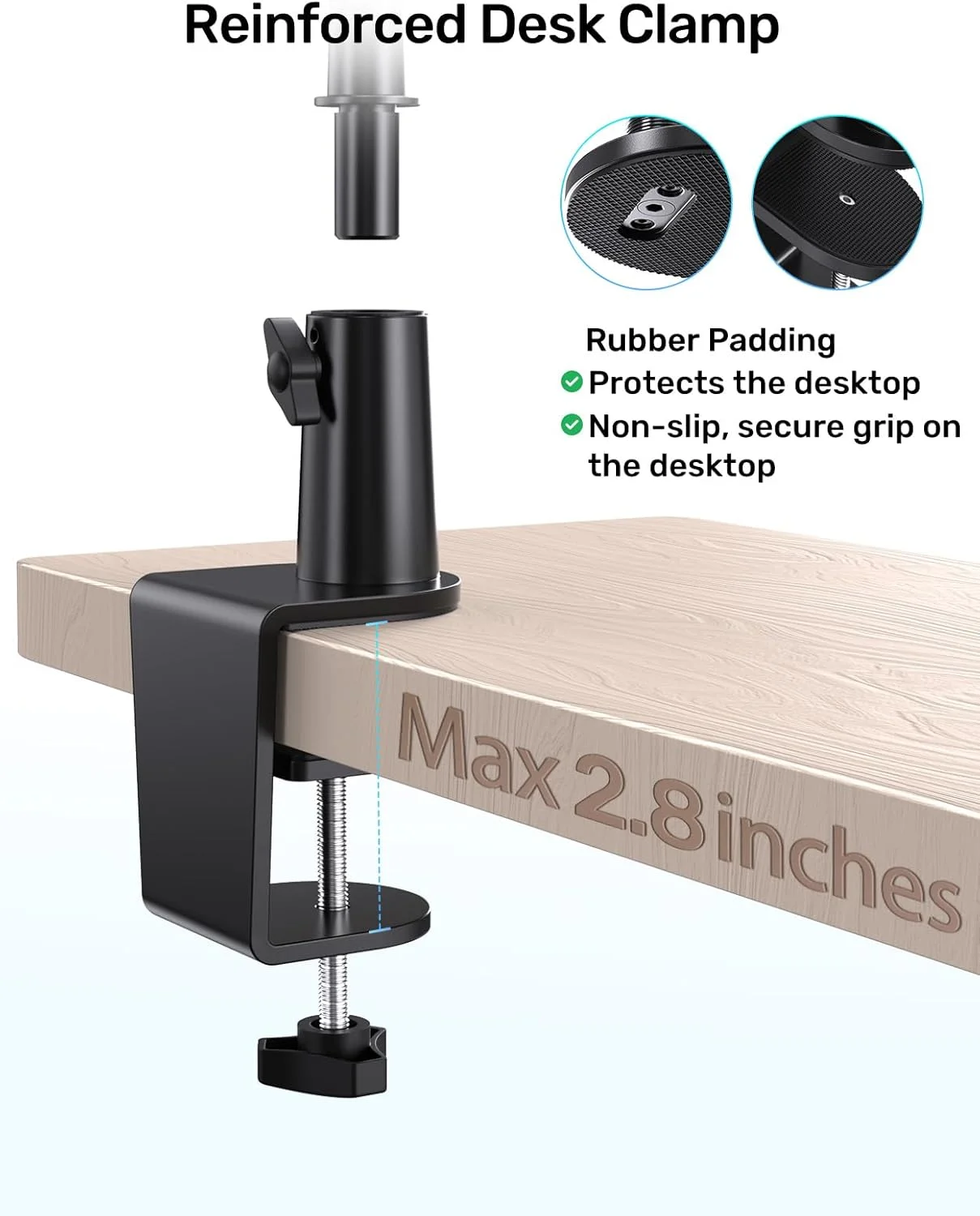 پایه میکروفون گردن غازی با گیره، بازوی میکروفون رومیزی انعطاف پذیر 19 اینچی با آداپتورهای پیچ 3/8 و 1/4 اینچ، قابل تنظیم 360 درجه، ایده آل برای تریبون، سخنرانی، کنفرانس و پخش زنده