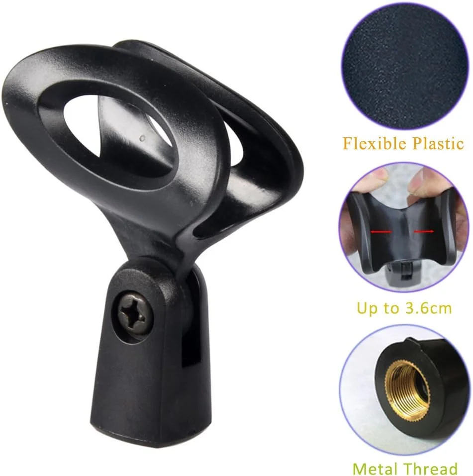 نگهدارنده گیره میکروفون یونیورسال به همراه آداپتورهای پیچی فلزی 5/8 اینچ نر به 3/8 اینچ ماده برای پایه میکروفون، میکروفون دستی - بسته 2 عددی