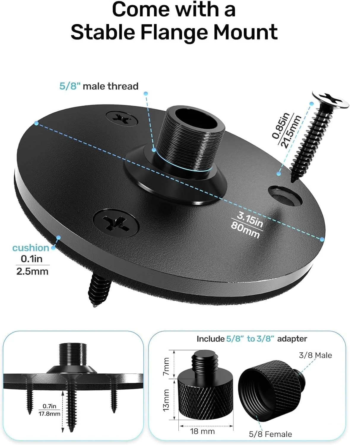 پایه میکروفون گردن غازی 19 اینچی، نگهدارنده میکروفون انعطاف پذیر و مقاوم با پایه فلنج دار، ایده آل برای تریبون، استودیو، پادکست، سخنرانی، پخش، بازی و استریم