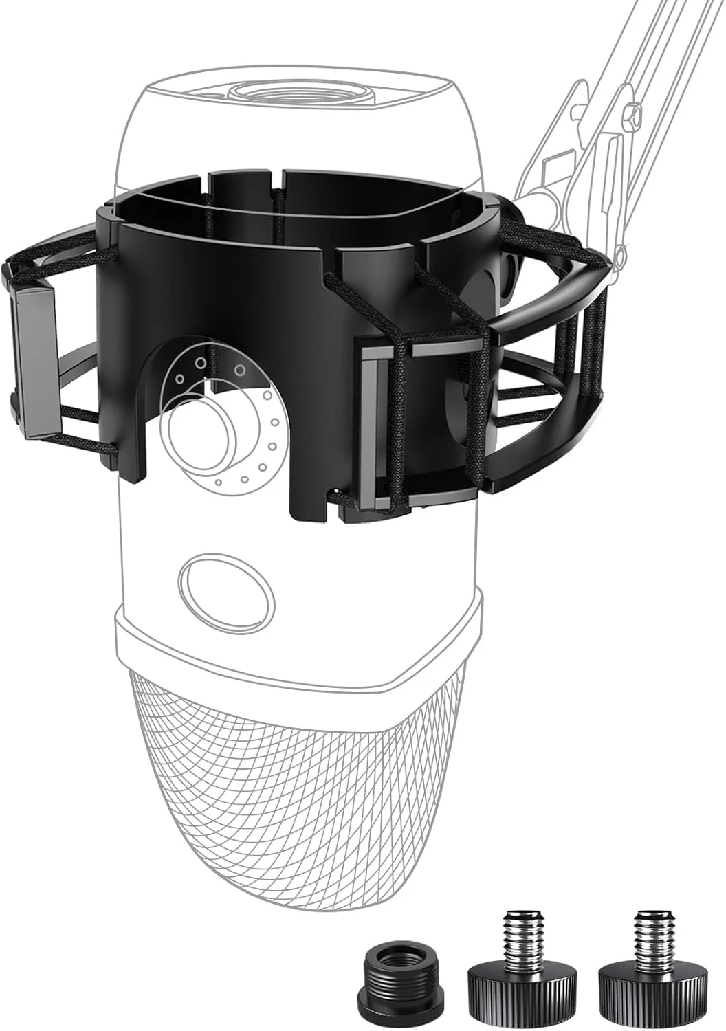 لرزه گیر میکروفون سفارشی برای Blue Yeti X مدل 2025، پایه ضد لرزش الاستیک با گیره نگهدارنده و آداپتور پیچی سازگار با میکروفون Yeti X