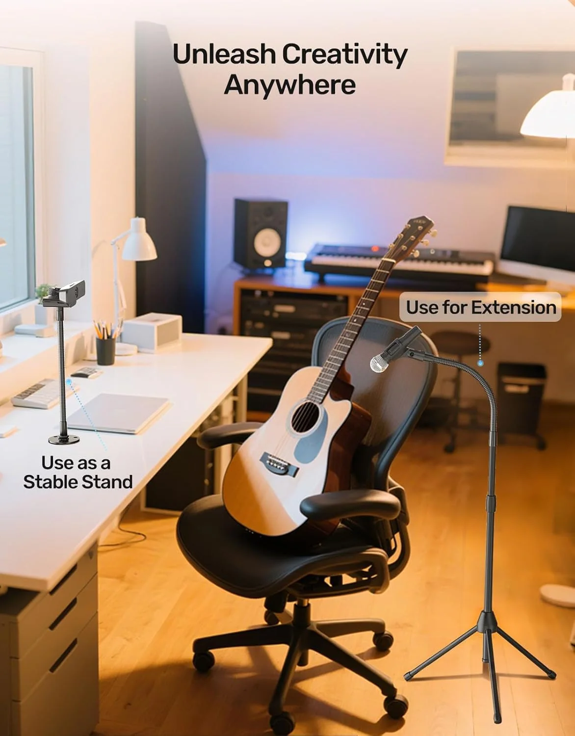 گردن غازی میکروفون 33 سانتیمتری (رزوه 5/8-27) - بازوی میکروفون جهانی سنگین برای پایه میکروفون، تنظیم 360 درجه، ظرفیت تحمل بار بالا برای تریبون، پایه میکروفون درام، سخنرانی، کلیسا و راهاندازی DIY گردن غازی میکروفون 33 سانتیمتری (رزوه 5/8-27) - بازوی میکروفون جهانی سنگین برای پایه میکروفون، تنظیم 360 درجه، ظرفیت تحمل بار بالا برای تریبون، پایه میکروفون درام، سخنرانی، کلیسا و راهاندازی DIY