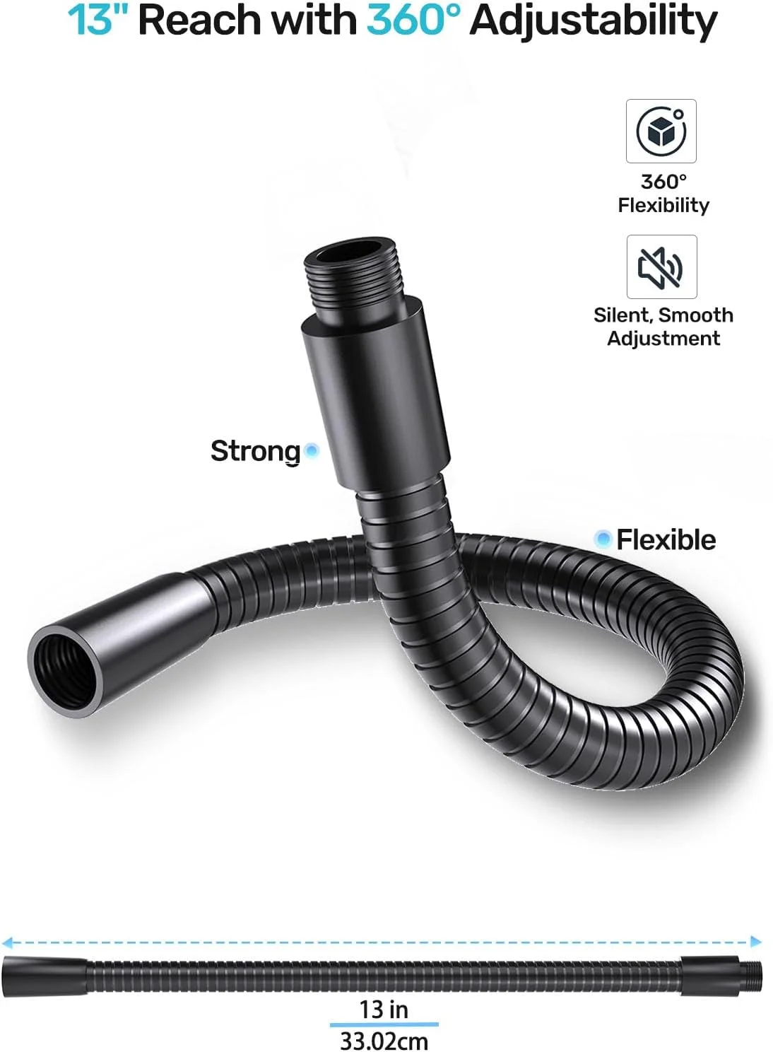 گردن غازی میکروفون 33 سانتیمتری (رزوه 5/8-27) - بازوی میکروفون جهانی سنگین برای پایه میکروفون، تنظیم 360 درجه، ظرفیت تحمل بار بالا برای تریبون، پایه میکروفون درام، سخنرانی، کلیسا و راهاندازی DIY گردن غازی میکروفون 33 سانتیمتری (رزوه 5/8-27) - بازوی میکروفون جهانی سنگین برای پایه میکروفون، تنظیم 360 درجه، ظرفیت تحمل بار بالا برای تریبون، پایه میکروفون درام، سخنرانی، کلیسا و راهاندازی DIY