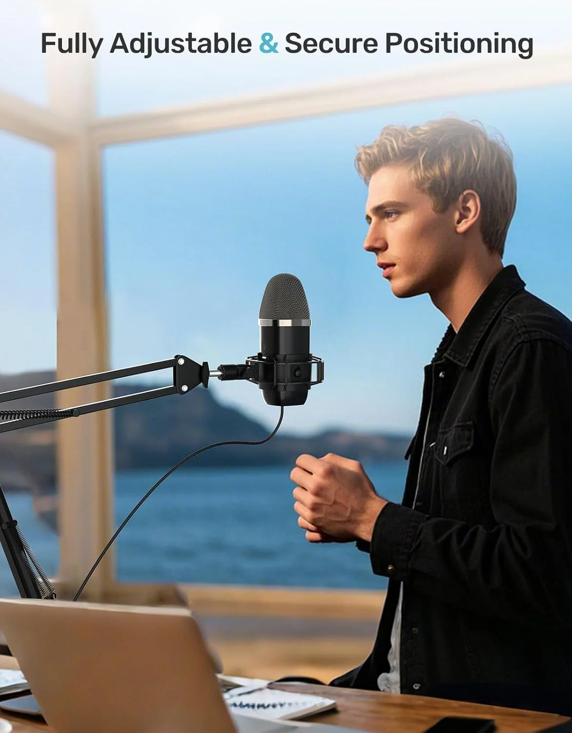 لرزه گیر میکروفون سفارشی برای Blue Yeti X مدل 2025، پایه ضد لرزش الاستیک با گیره نگهدارنده و آداپتور پیچی سازگار با میکروفون Yeti X