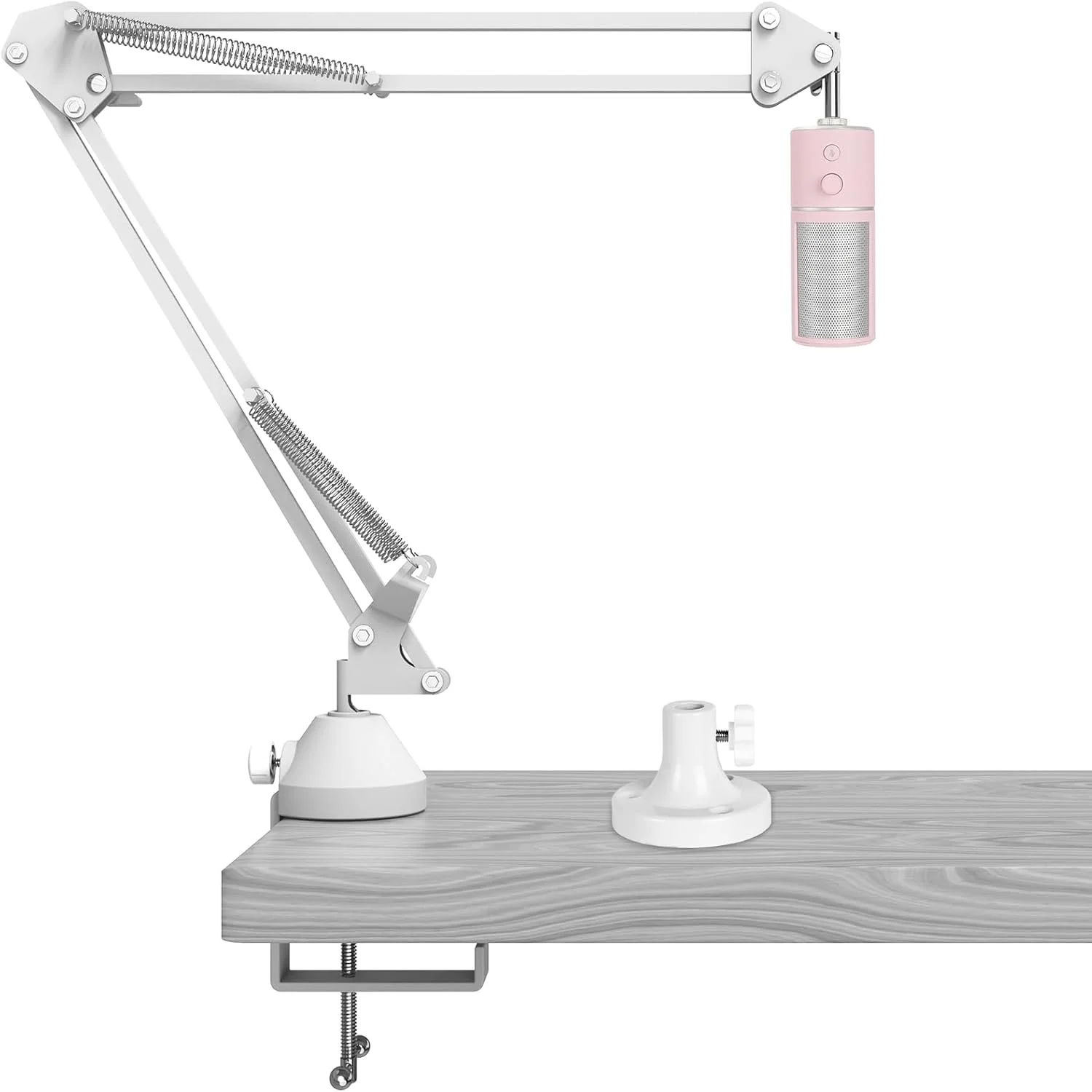 بازوی میکروفون Geekria for Creators سازگار با Razer Seiren V3 Chroma، V3 Mini، بازوی بوم میکروفون X با پایه فلنج رومیزی، پایه تعلیق، نگهدارنده پایه رومیزی (سفید)