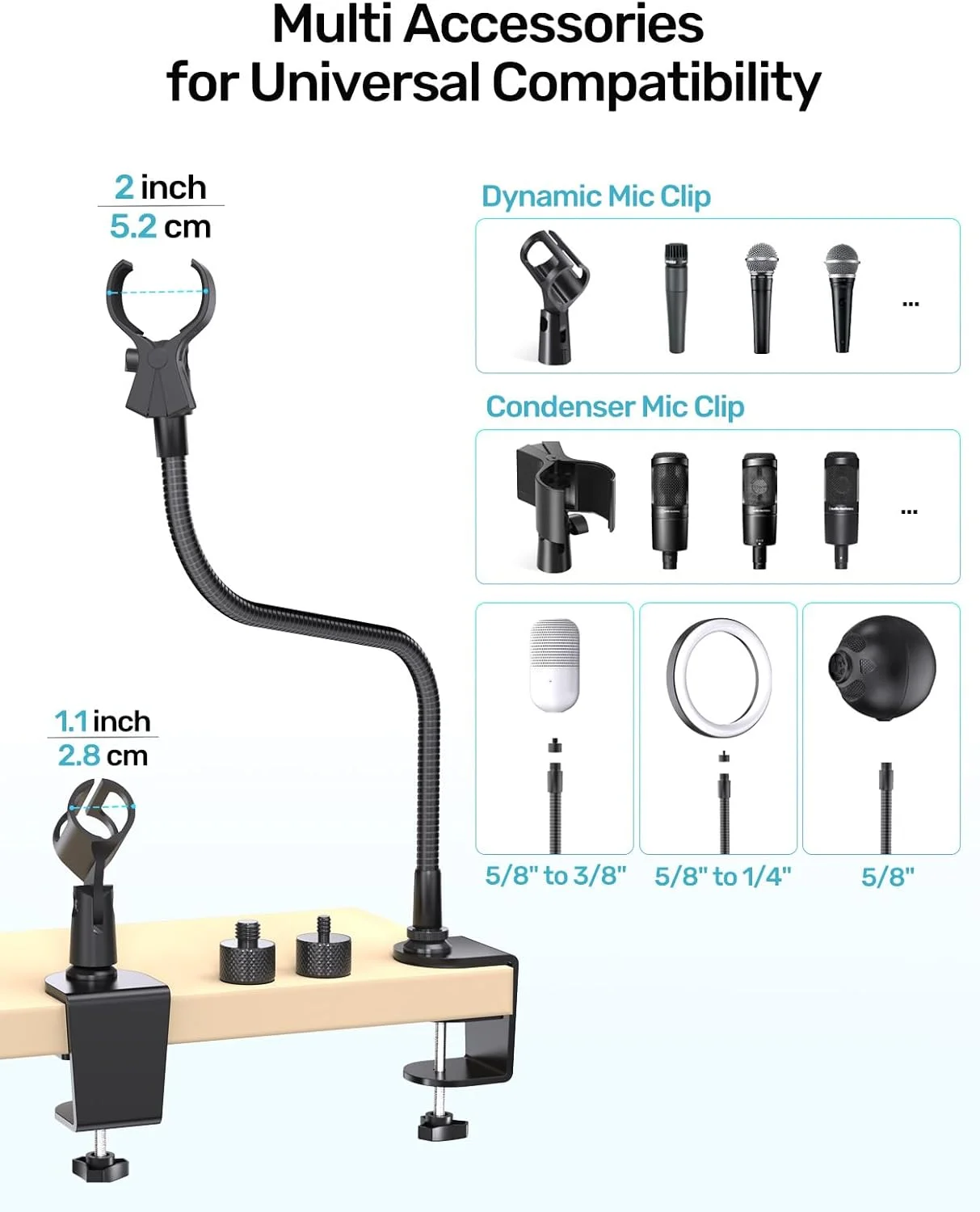 پایه میکروفون گردن غازی 19 اینچی برای میز