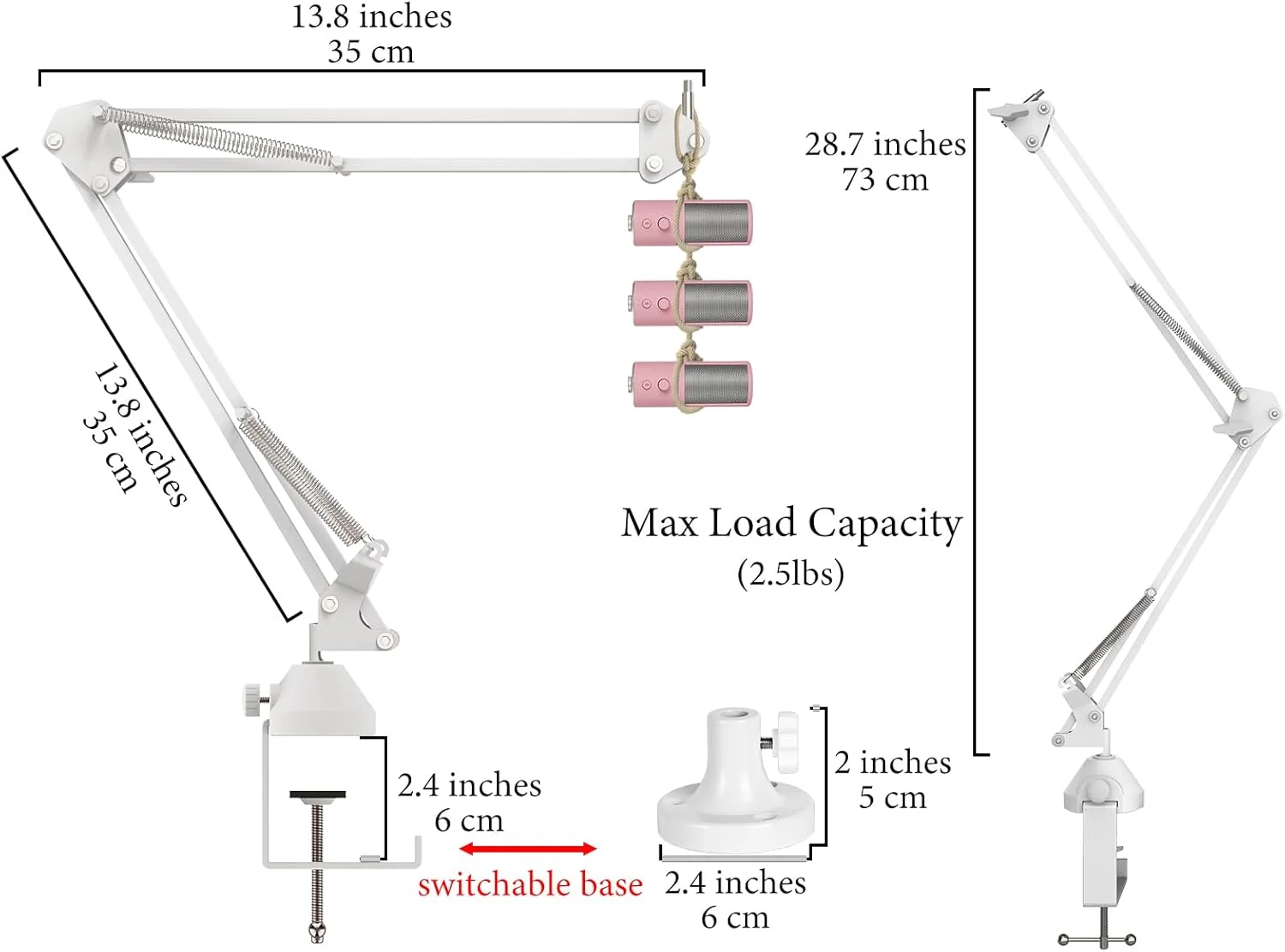 بازوی میکروفون Geekria for Creators سازگار با Razer Seiren V3 Chroma، V3 Mini، بازوی بوم میکروفون X با پایه فلنج رومیزی، پایه تعلیق، نگهدارنده پایه رومیزی (سفید) بازوی میکروفون Geekria for Creators سازگار با Razer Seiren V3 Chroma، V3 Mini، بازوی بوم میکروفون X با پایه فلنج رومیزی، پایه تعلیق، نگهدارنده پایه رومیزی (سفید)