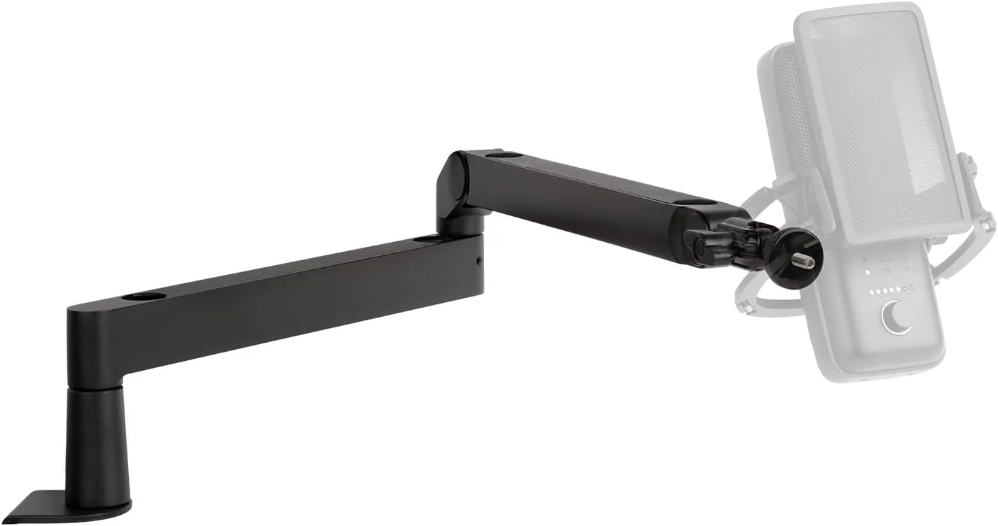 بازوی میکروفون Elgato Wave Mic Arm LP - بازوی میکروفون ممتاز با طراحی کم حجم، دارای کانال های مدیریت کابل، گیره رومیزی، نصب همه کاره و کاملا قابل تنظیم، ایده آل برای پادکست، استریمینگ، بازی و دفتر کار خانگی