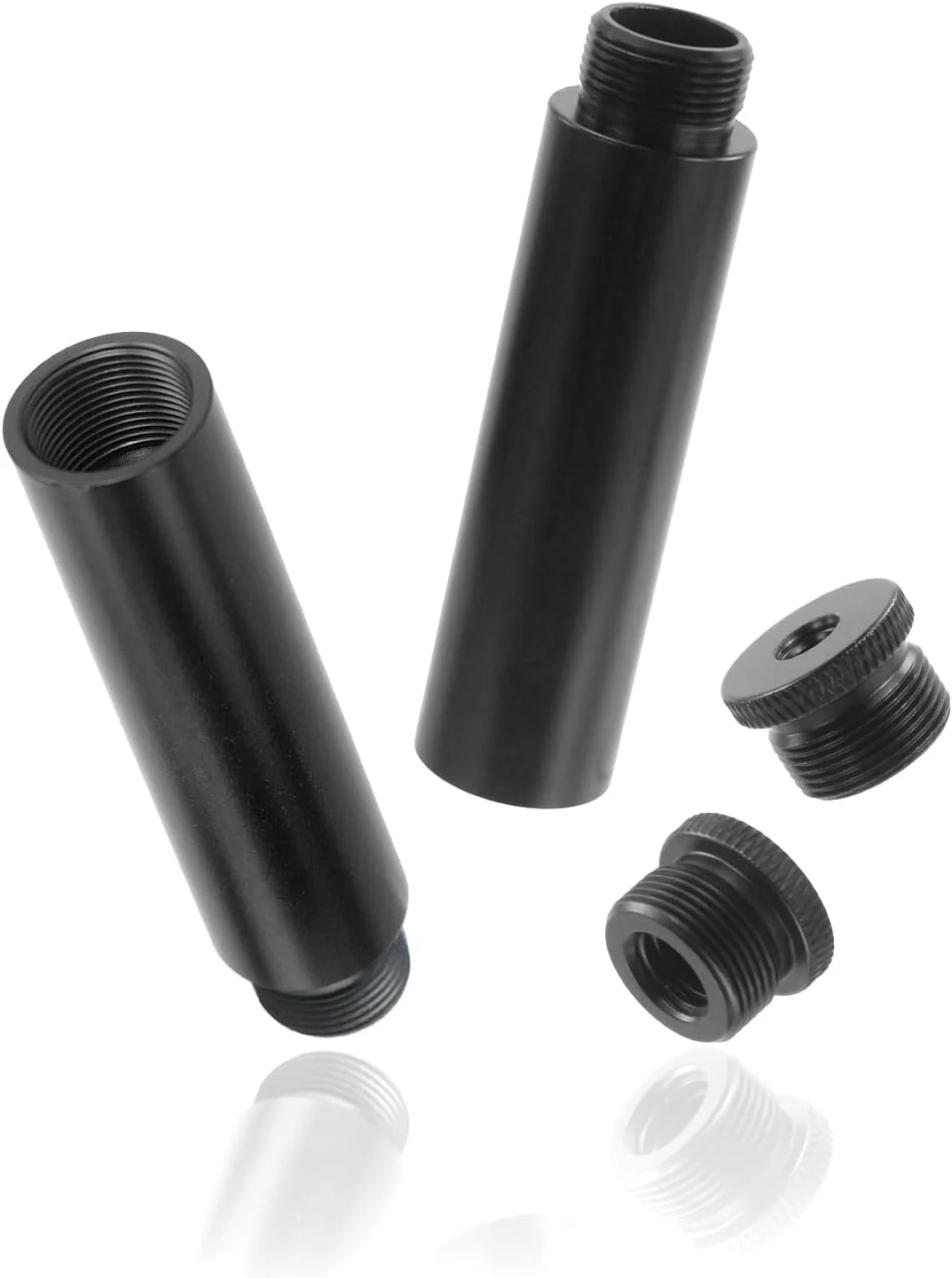 کیت لوله بازویی میکروفون EKIND مشکی، اکستندر پایه میکروفون آلیاژ آلومینیوم با آداپتورهای پیچ 5/8 اینچ نر به 1/4 اینچ و 3/8 اینچ مادگی، مناسب برای تجهیزات ضبط استودیویی (4 عدد)