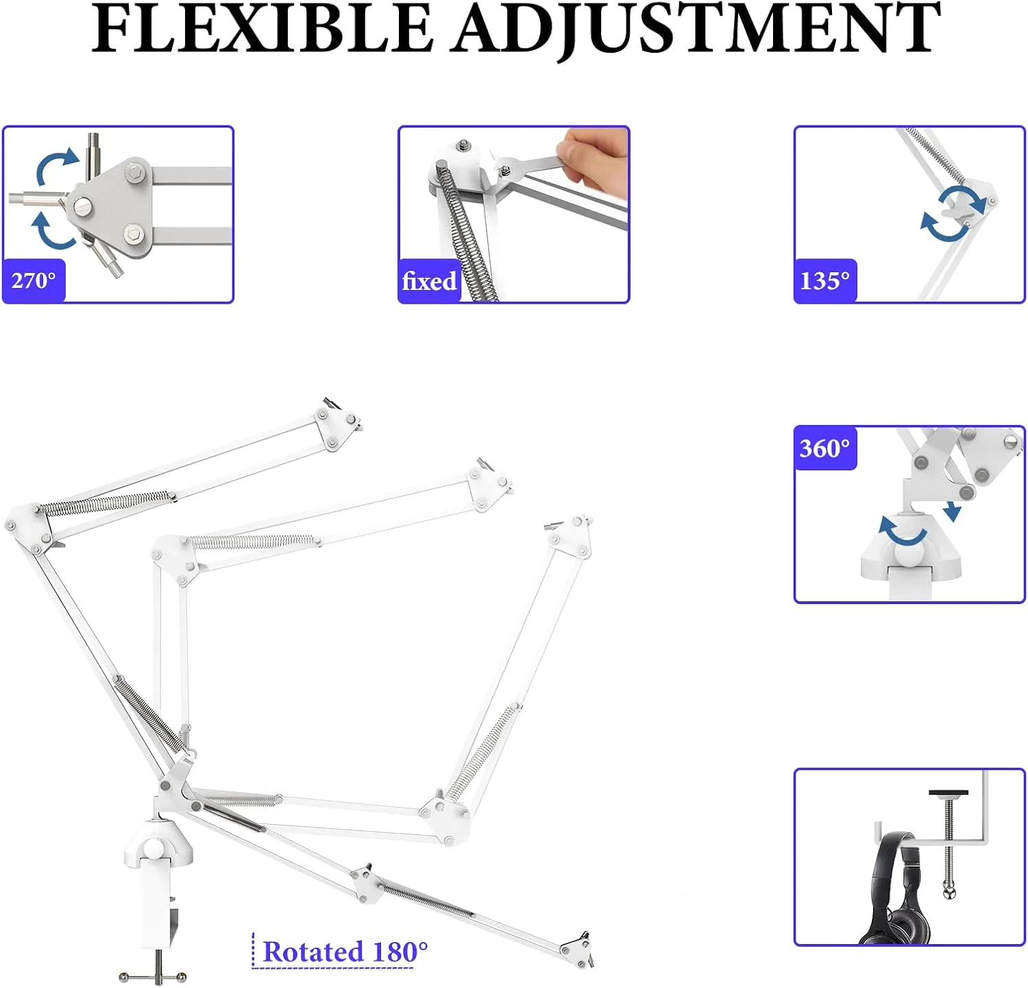 بازوی میکروفون Geekria for Creators سازگار با Razer Seiren V3 Chroma، V3 Mini، بازوی بوم میکروفون X با پایه فلنج رومیزی، پایه تعلیق، نگهدارنده پایه رومیزی (سفید) بازوی میکروفون Geekria for Creators سازگار با Razer Seiren V3 Chroma، V3 Mini، بازوی بوم میکروفون X با پایه فلنج رومیزی، پایه تعلیق، نگهدارنده پایه رومیزی (سفید)