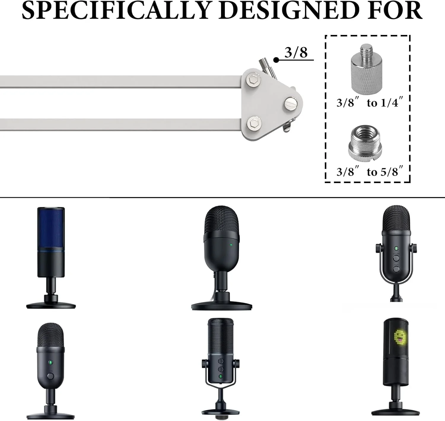 بازوی میکروفون Geekria for Creators سازگار با Razer Seiren V3 Chroma، V3 Mini، بازوی بوم میکروفون X با پایه فلنج رومیزی، پایه تعلیق، نگهدارنده پایه رومیزی (سفید) بازوی میکروفون Geekria for Creators سازگار با Razer Seiren V3 Chroma، V3 Mini، بازوی بوم میکروفون X با پایه فلنج رومیزی، پایه تعلیق، نگهدارنده پایه رومیزی (سفید)