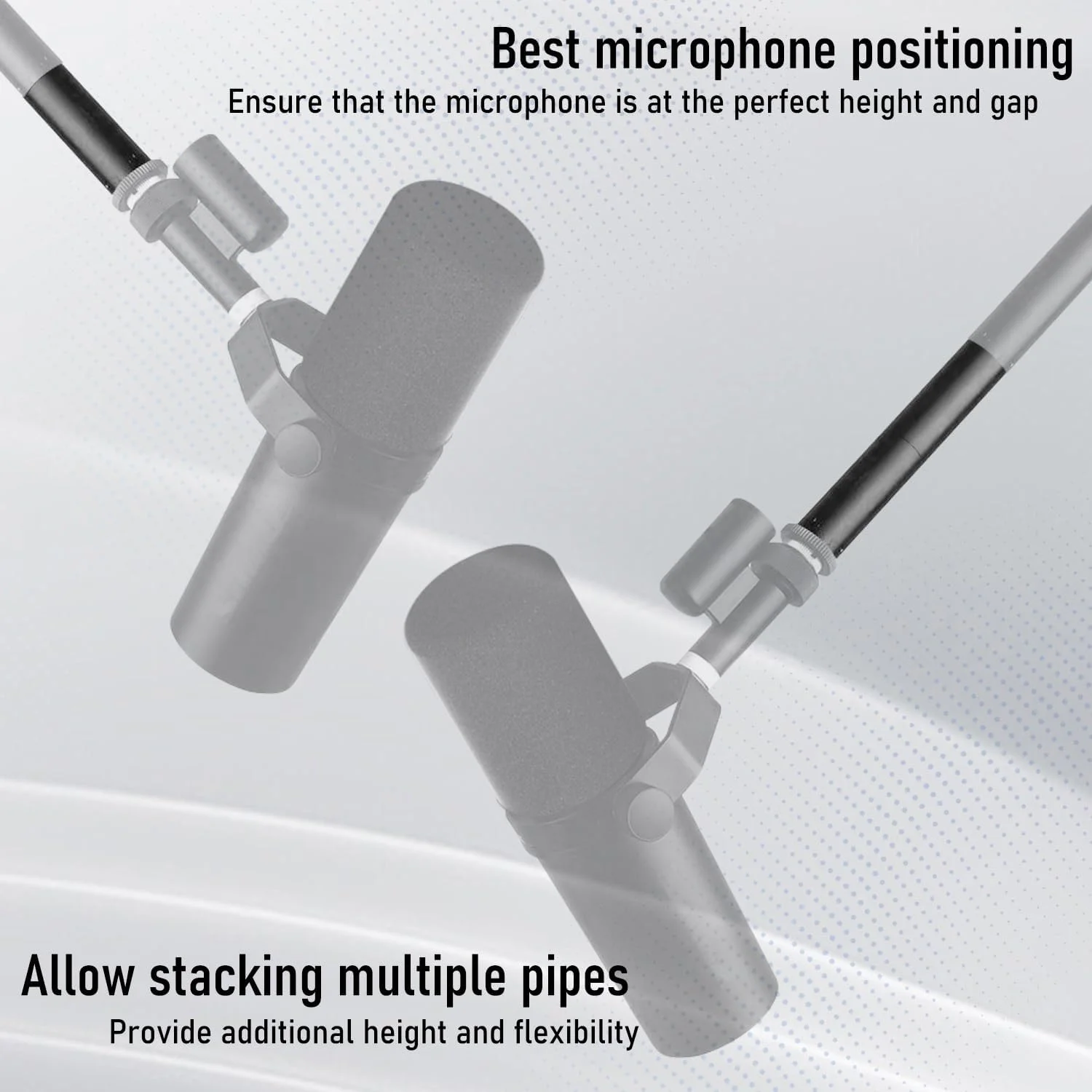 کیت لوله بازویی میکروفون EKIND مشکی، اکستندر پایه میکروفون آلیاژ آلومینیوم با آداپتورهای پیچ 5/8 اینچ نر به 1/4 اینچ و 3/8 اینچ مادگی، مناسب برای تجهیزات ضبط استودیویی (4 عدد)