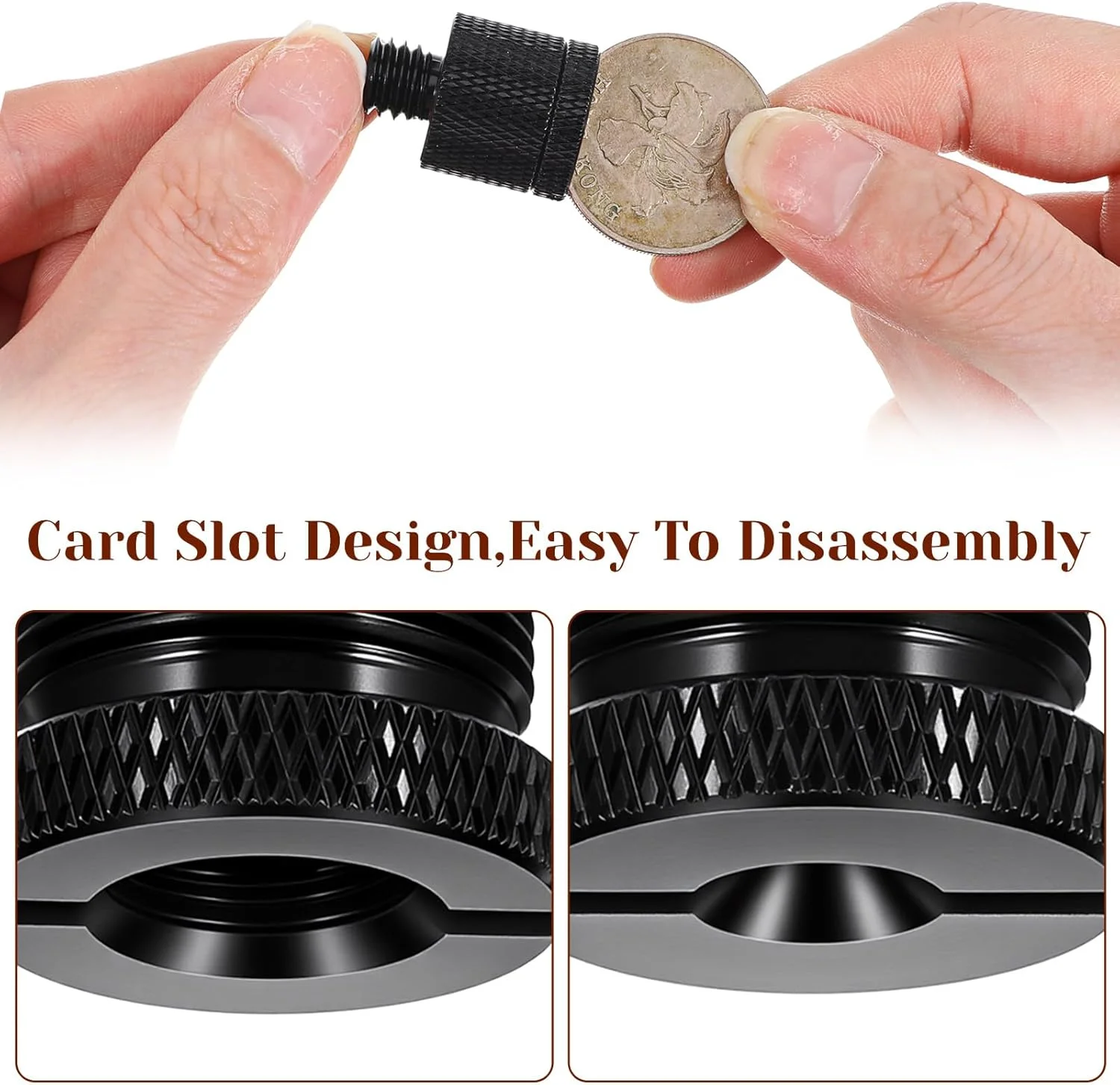 آداپتور پایه میکروفون آلیاژ آلومینیومی 8 عددی، آداپتور مادگی 3/8 به نری 1/4، آداپتورهای پیچی برای پایه های میکروفون و بازوهای میکروفون، مشکی