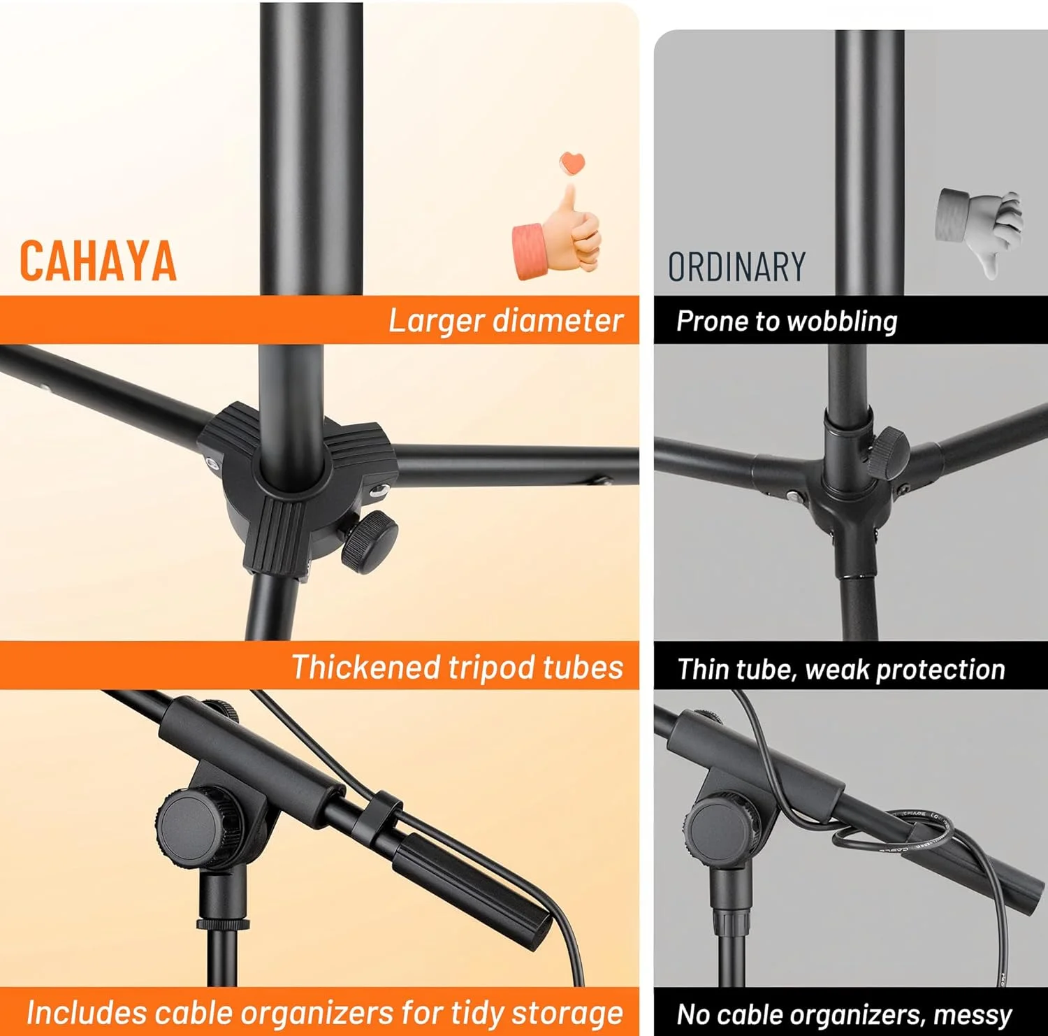 پایه میکروفون سه پایه CAHAYA با بازوی بوم، پایه میکروفون زمینی به همراه کیف حمل و 2 گیره میکروفون برای اجرای آواز، سخنرانی، مراسم عروسی، استیج و فضای باز