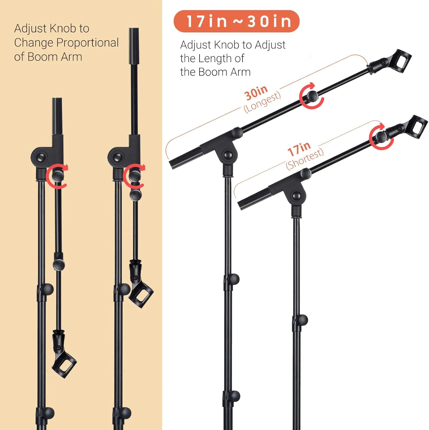 پایه میکروفون سه پایه CAHAYA با بازوی بوم، پایه میکروفون زمینی به همراه کیف حمل و 2 گیره میکروفون برای اجرای آواز، سخنرانی، مراسم عروسی، استیج و فضای باز