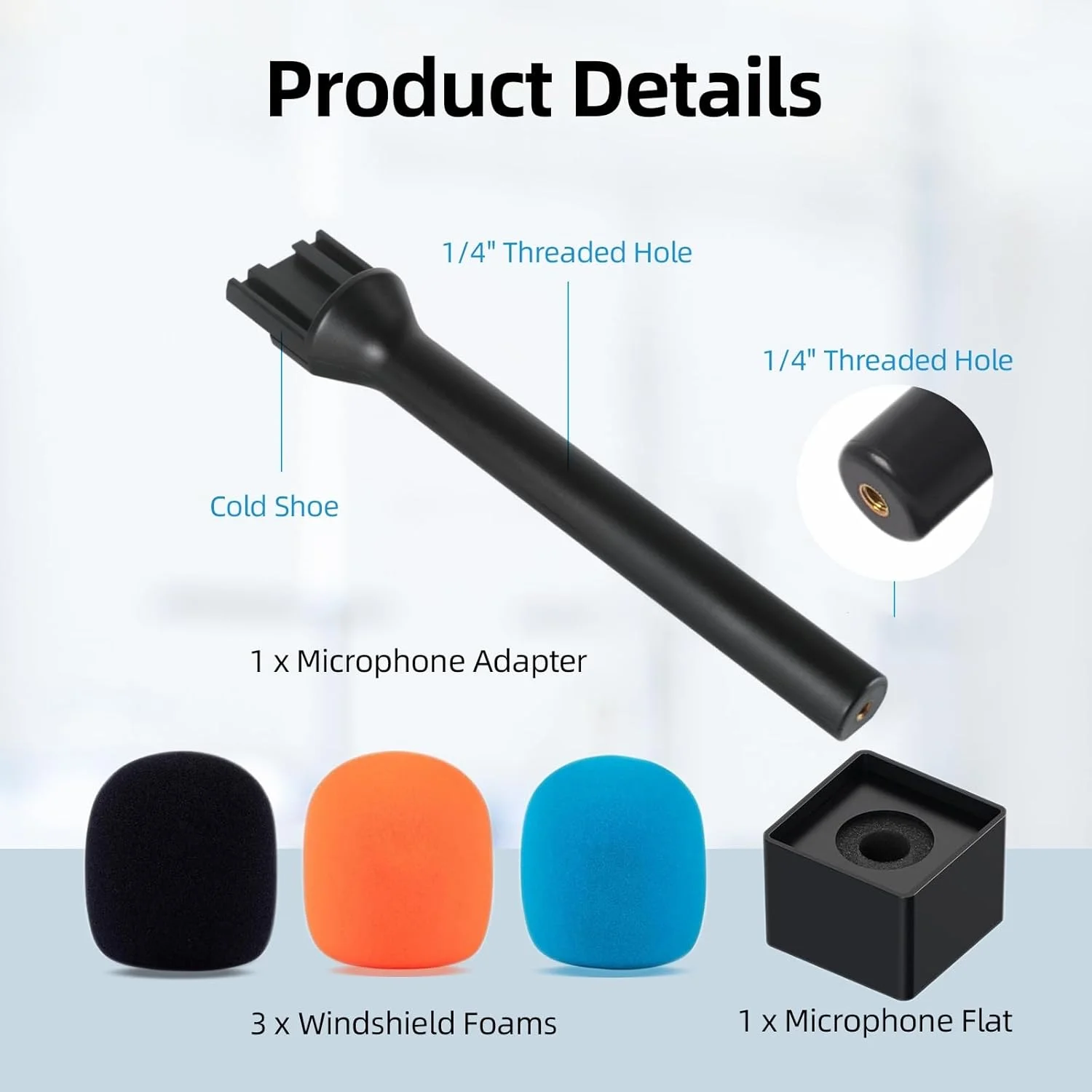 دسته میکروفون برای میکروفون های DJI Rode، پایه نگهدارنده دستی برای Wireless GO2، آداپتور ریگ مصاحبه به همراه فوم های رنگی