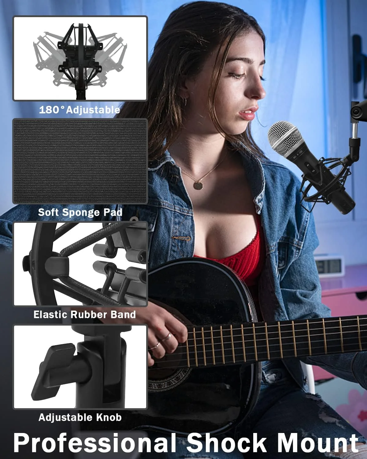 لرزه گیر میکروفون برای میکروفون های با قطر 28 تا 32 میلی متر مانند AT2005-USB، Shure PGA48 PGA58