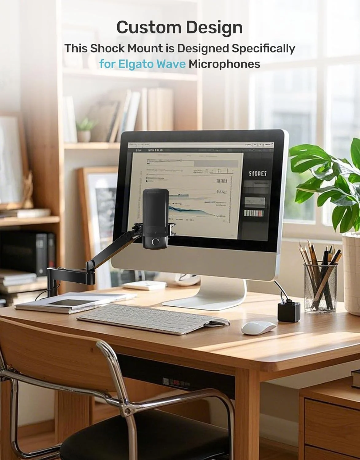 لرزه‌گیر میکروفون Wave، سازگار با میکروفون‌های Elgato Wave 1 و Wave 3، دارای قاب فلزی و طراحی سیستم تعلیق الاستیک تقویت‌شده، با آداپتور پیچ 3/8 اینچ یا 1/4 اینچ