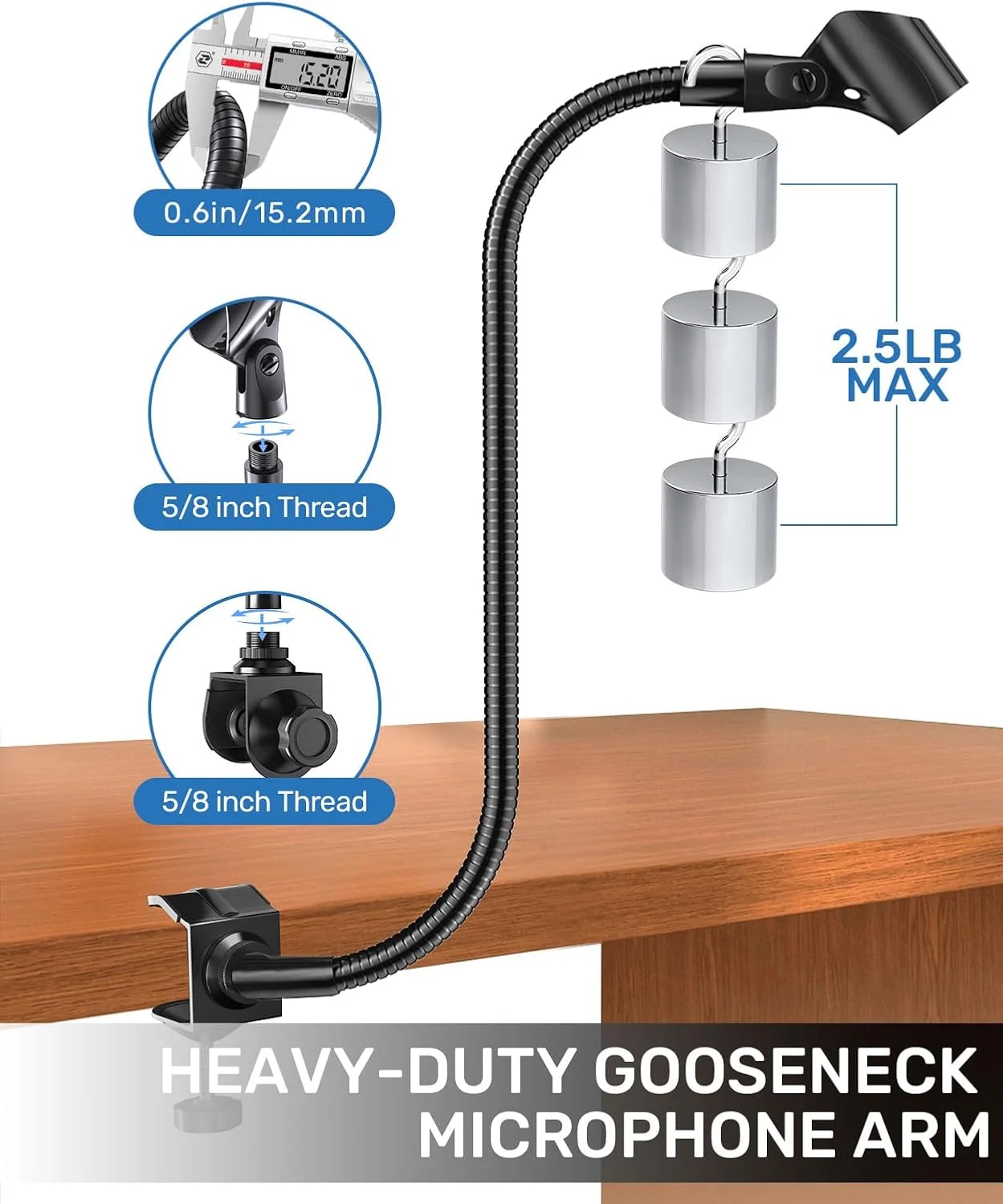 پایه میکروفون گردن غازی، 19 اینچ پایه میکروفون گردن غازی، 19 اینچ