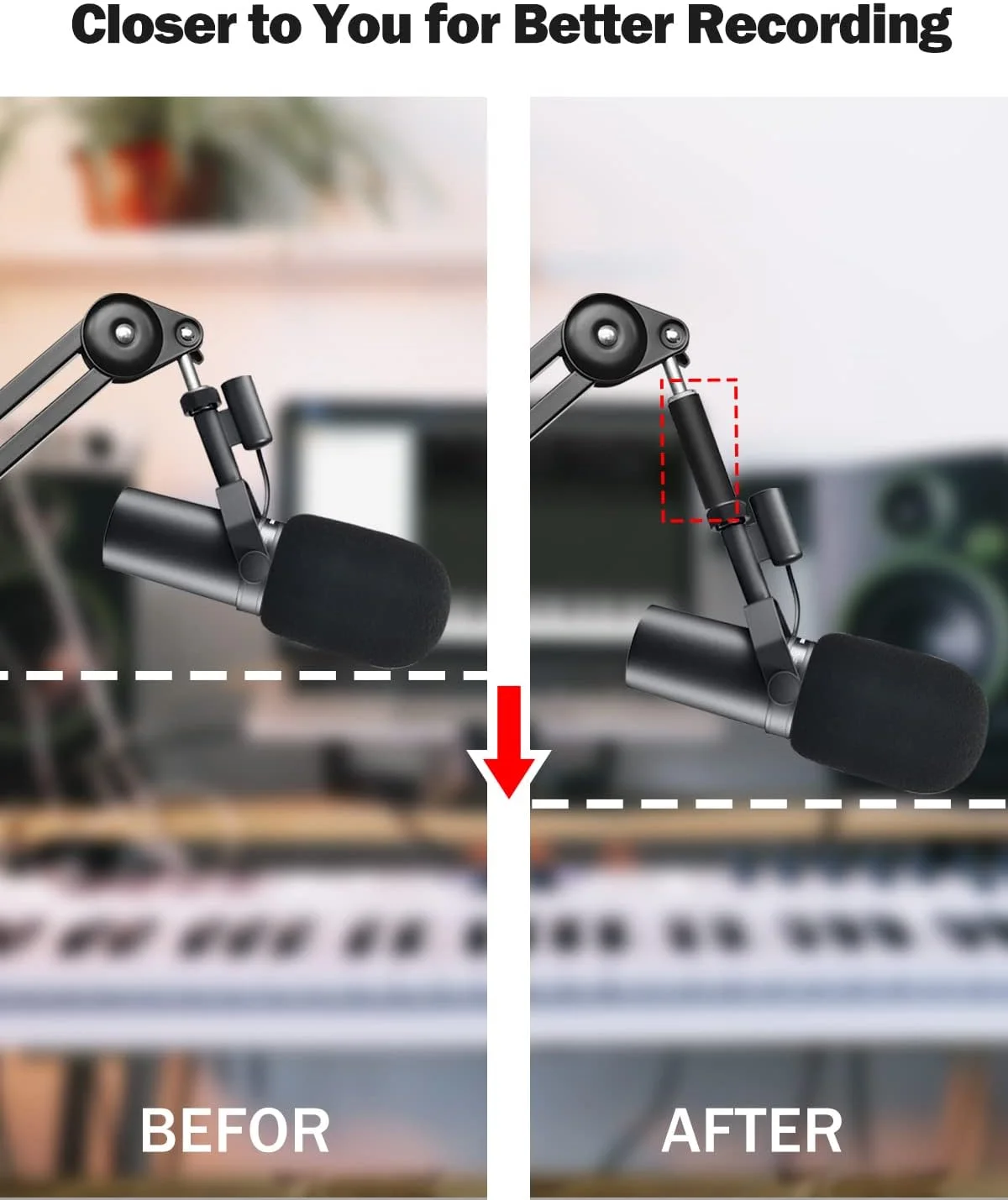 لوله افزایش ارتفاع پایه میکروفون، 5/8 اینچ مادگی به 5/8 اینچ نری، لوله افزایش دهنده پایه میکروفون به همراه 2 عدد آداپتور پیچی برای پایه های بازویی رومیزی، 2 عدد