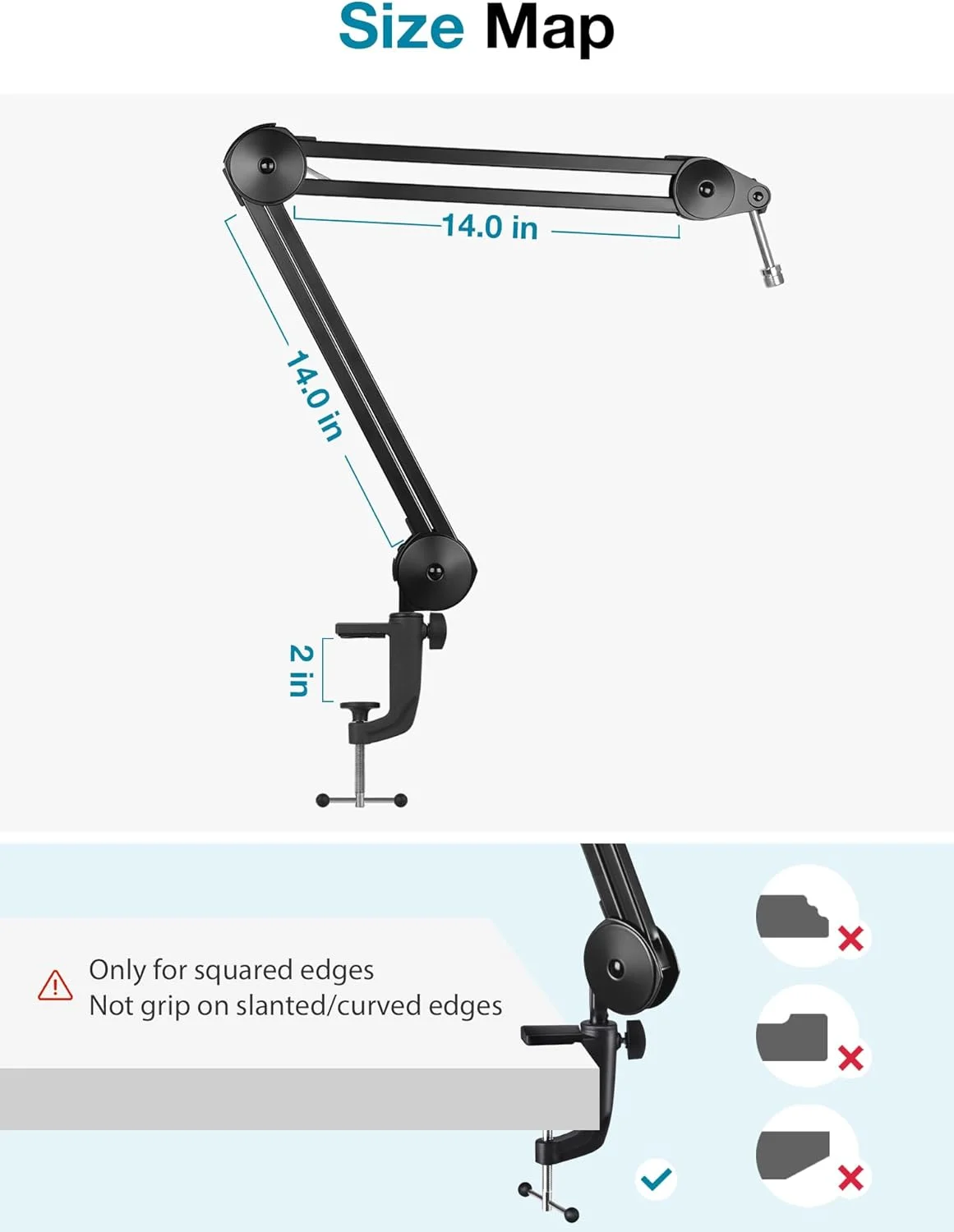 پایه بازوی میکروفون InnoGear، پایه بازویی میکروفون با دوام و قیچی‌مانند به همراه گیره میکروفون و بست‌های کابل برای بازی (متوسط)
