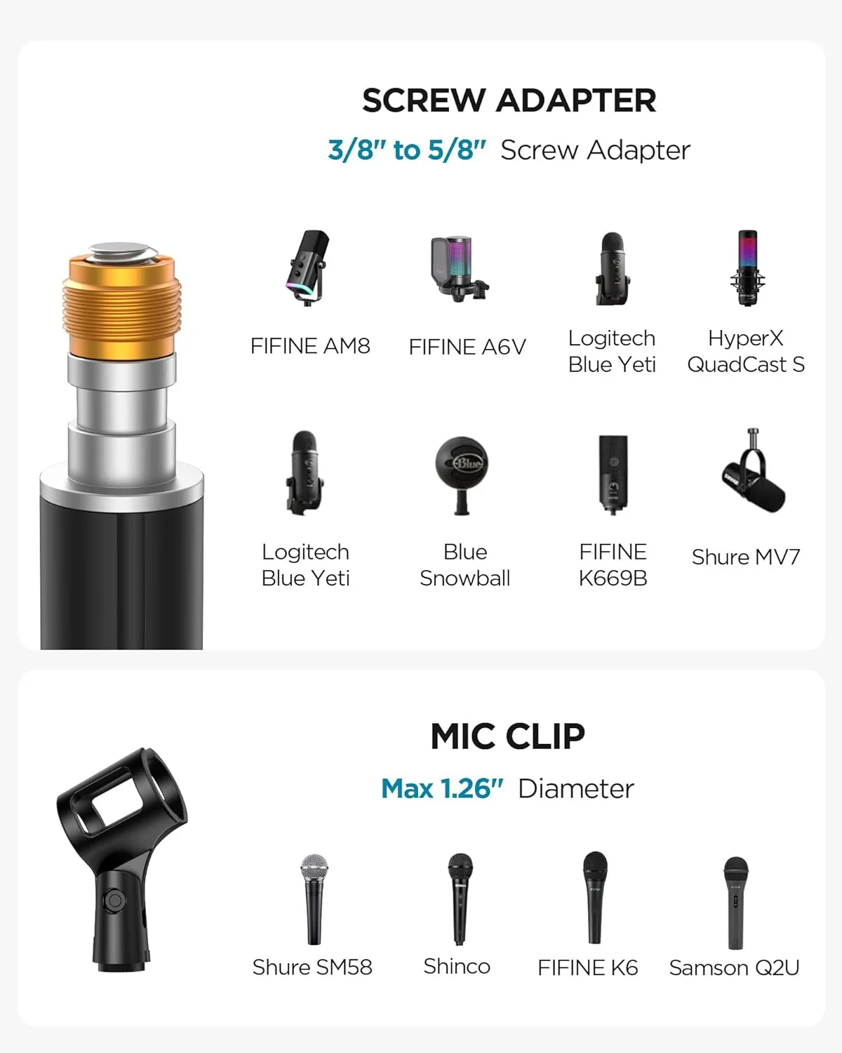 پایه میکروفون تلسکوپی InnoGear، قابل تنظیم ارتفاع از 55 تا 173 سانتی متر، پایه میکروفون بوم با پایه سنگین برای میکروفون های مختلف