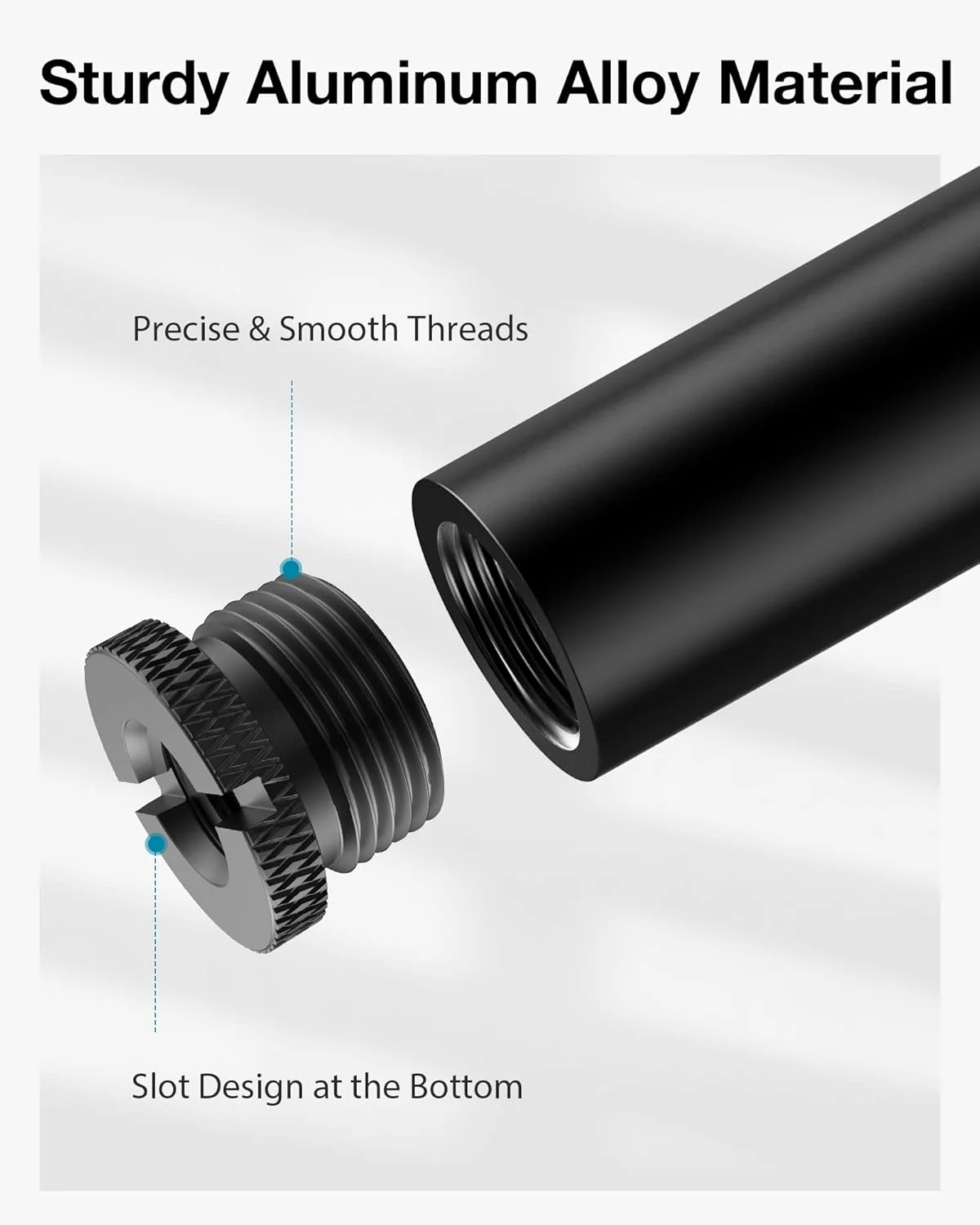 لوله افزایش ارتفاع پایه میکروفون InnoGear، دو عدد لوله افزایش دهنده میکروفون با رزوه 5/8 اینچ به همراه 2 عدد تبدیل فلزی 3/8 اینچ به 5/8 اینچ برای بازوی پایه میکروفون رومیزی