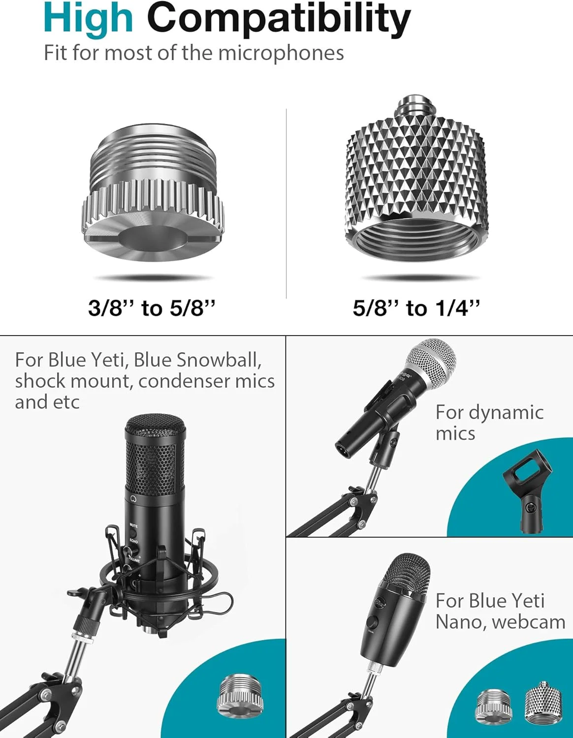 پایه میکروفون InnoGear، ست پایه میکروفون قابل تنظیم بازویی قیچیشکل با پیچ 5/8 اینچ به 3/8 اینچ، پیچ 5/8 اینچ به 1/4 اینچ، بادگیر میکروفون و فیلتر پاپ دولایه پایه میکروفون InnoGear، ست پایه میکروفون قابل تنظیم بازویی قیچیشکل با پیچ 5/8 اینچ به 3/8 اینچ، پیچ 5/8 اینچ به 1/4 اینچ، بادگیر میکروفون و فیلتر پاپ دولایه