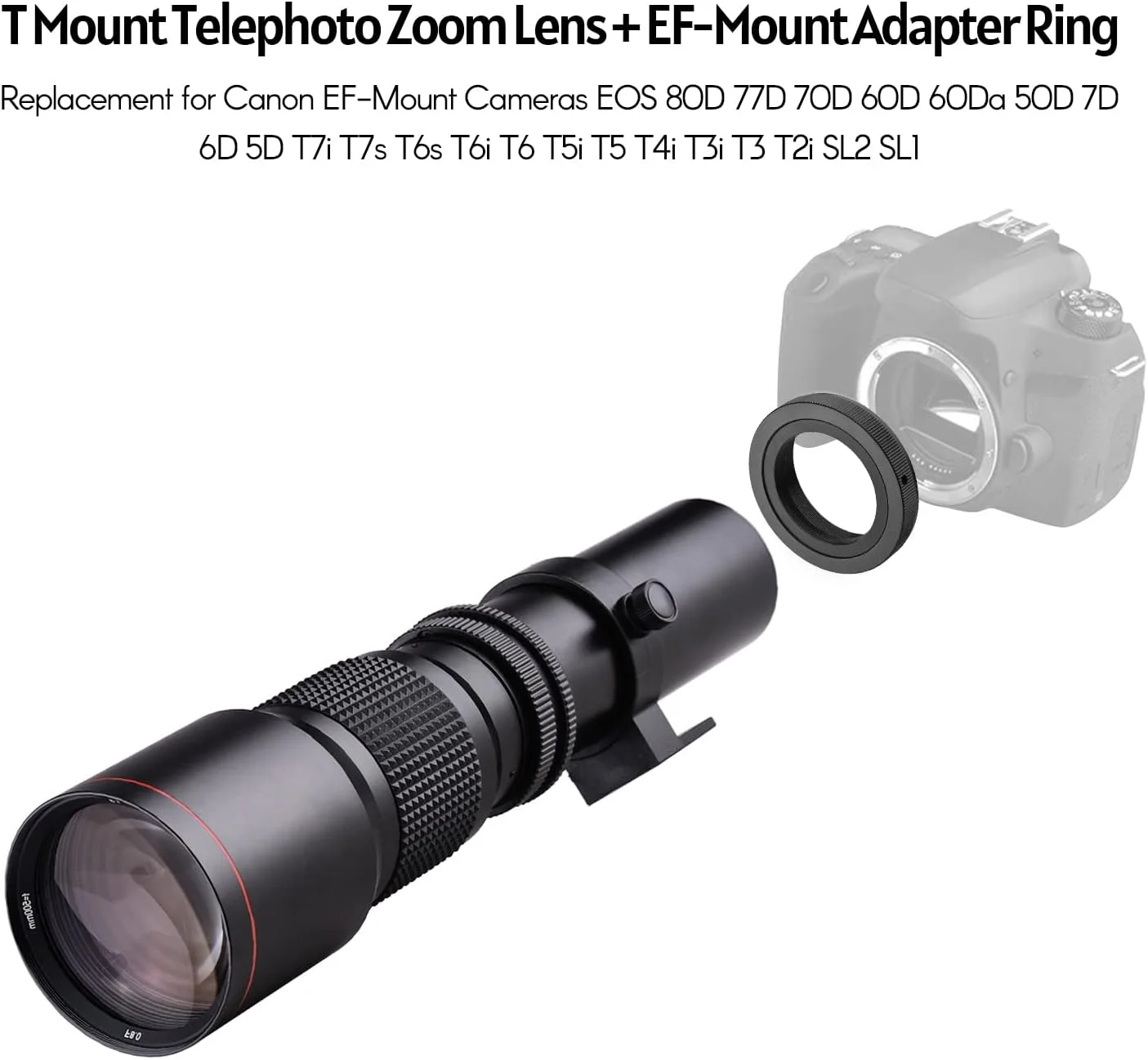 لنز سوپر تله فوتو دوربین Pepisky 500mm F8.0-32 زوم دستی T-Mount به همراه لنز تله کانورتر 2X 500mm و حلقه آداپتور T2-EOS جایگزین برای Canon EOS Rebel T7 T7i T6 T6i T5 80D 77D 700D 70D 60D 50D 5D 6D 7D لنز سوپر تله فوتو دوربین Pepisky 500mm F8.0-32 زوم دستی T-Mount به همراه لنز تله کانورتر 2X 500mm و حلقه آداپتور T2-EOS جایگزین برای Canon EOS Rebel T7 T7i T6 T6i T5 80D 77D 700D 70D 60D 50D 5D 6D 7D