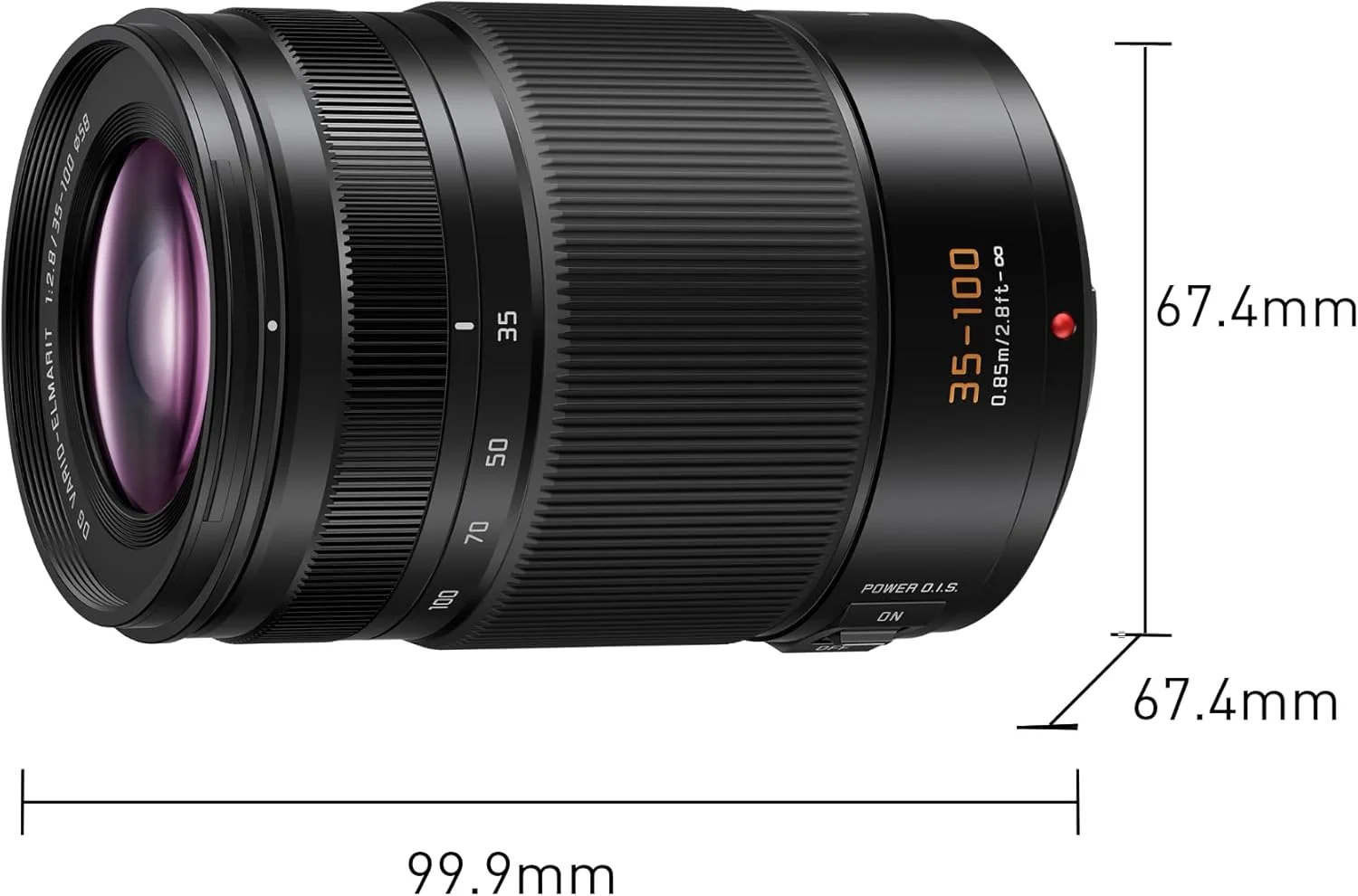 لنز زوم تله فوتو پاناسونیک Lumix H-ES35100E Leica DG Vario-Elmarit 35-100mm F2.8، لنز دوربین Micro Four Thirds، لنز تله فوتو، Power OIS، مقاوم در برابر پاشش آب/گرد و غبار/یخ زدگی، ایده آل برای فیلمبرداری، مشکی