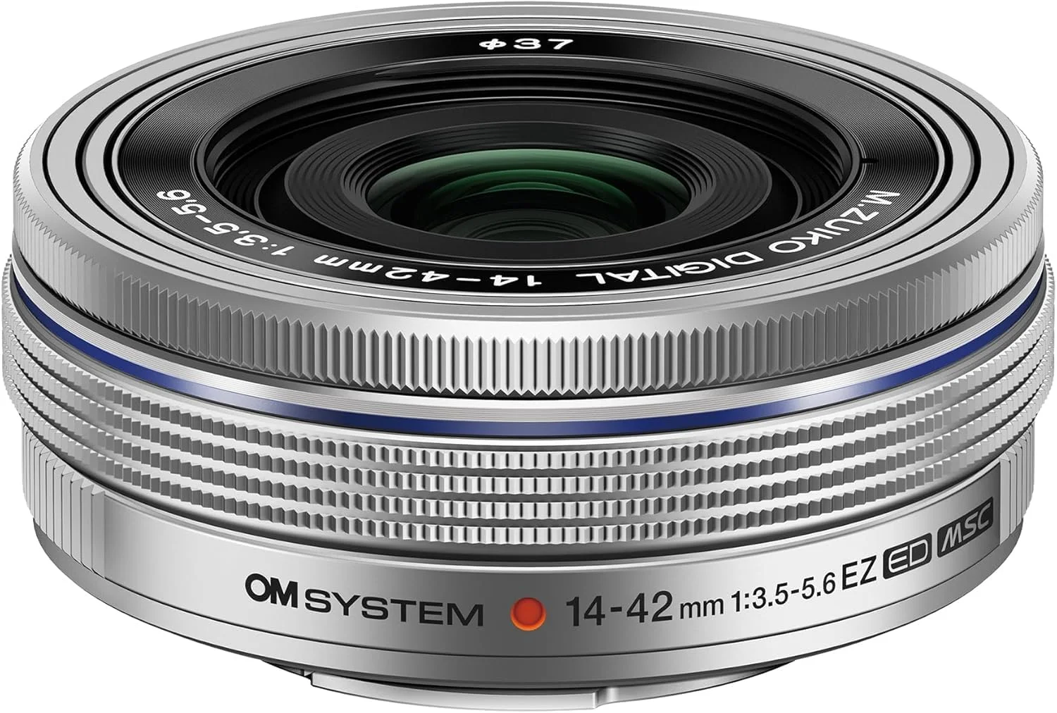لنز OM SYSTEM M Zuiko Digital 14-42mm F3.5-5.6 EZ، زوم استاندارد، مناسب برای تمام دوربین های MFT (مدل های Olympus OM-D و Pen، سری Panasonic G)، نقره ای