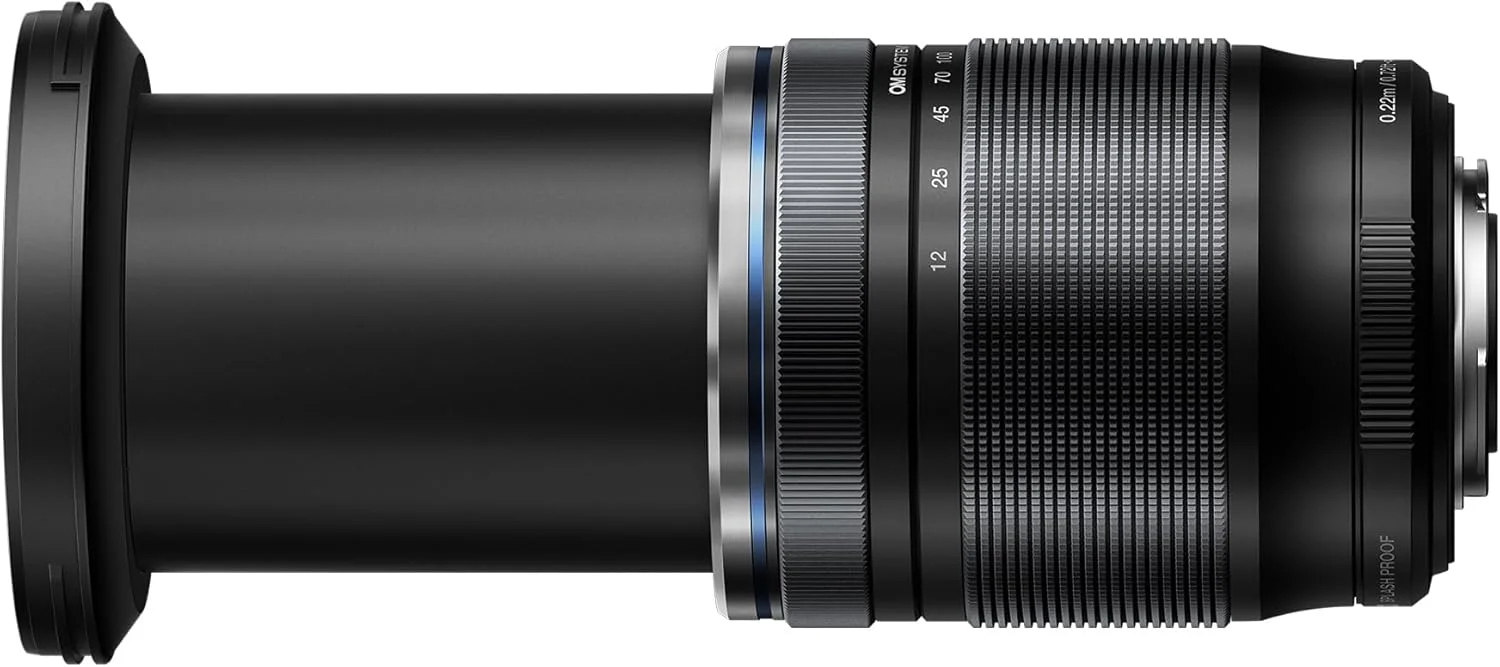 لنز OM SYSTEM M.Zuiko Digital ED 12-200 mm F3.5-6.3 به همراه هود لنز، زوم یونیورسال مناسب برای تمامی دوربین‌های MFT (مدل‌های Olympus OM-D & Pen، سری Panasonic G)، مشکی