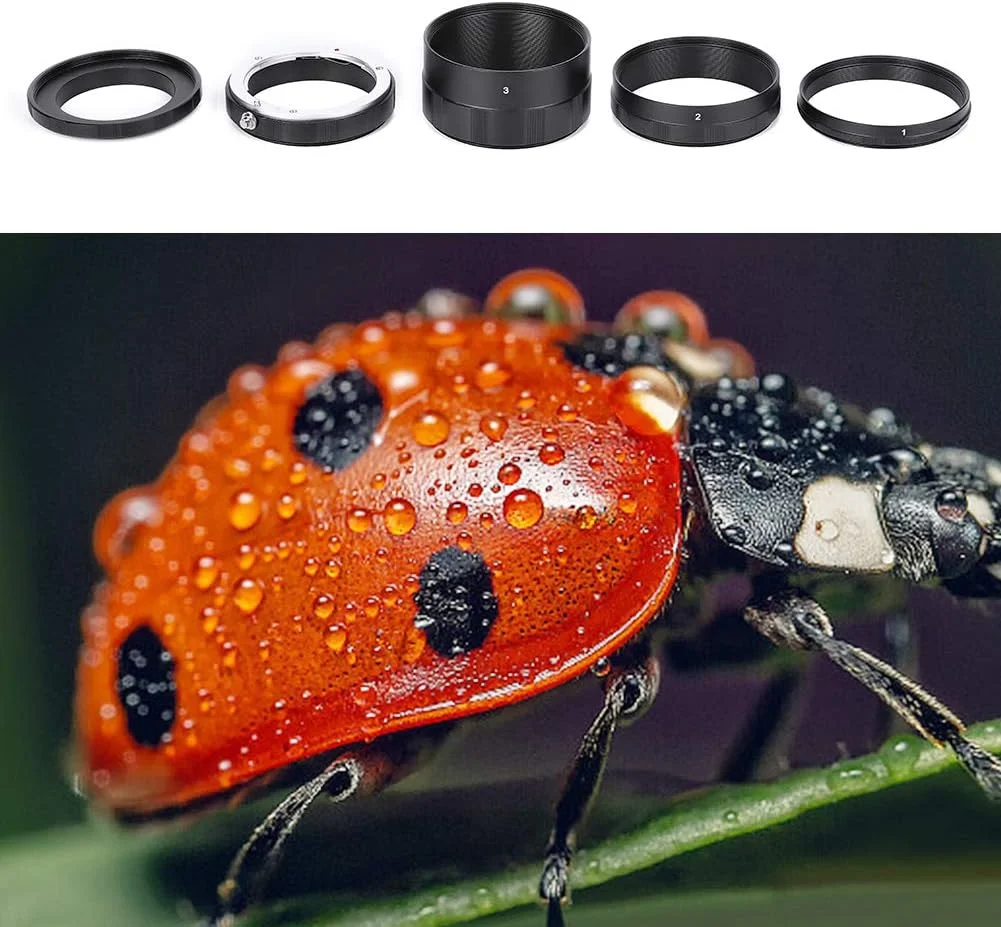 آداپتور لنز ماکرو فلزی مشکی حرفه ای برای دوربین های بدون آینه E-Mount، دستیابی به جلوه عکاسی با دم آهنگری