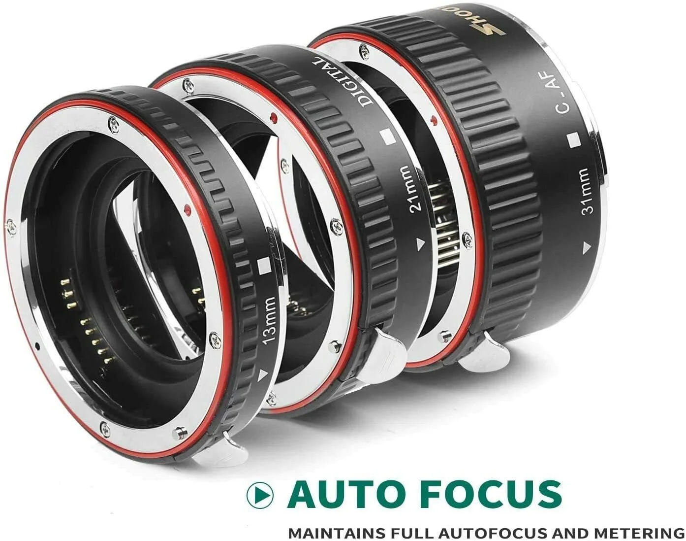 مجموعه لوله های افزایش طول ماکرو با حلقه فوکوس خودکار لنز کلوزآپ برای دوربین های DSLR کانن EOS EF مدل های 1100D 700D 650D 600D 550D 500D 450D 400D 350D 300D 100D 70D