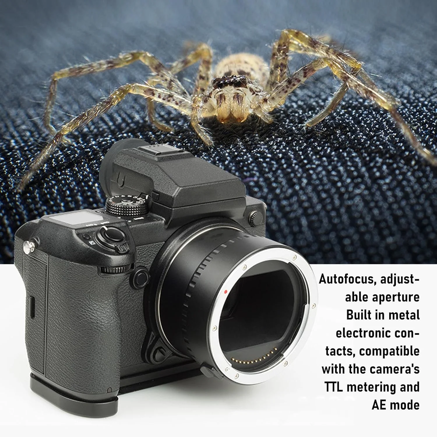 لوله افزایش طول ماکرو 40 میلی‌متری مانت G، آداپتور فوکوس خودکار آلیاژ آلومینیوم برای دوربین‌های سری GFX، اتصالات تمام مسی