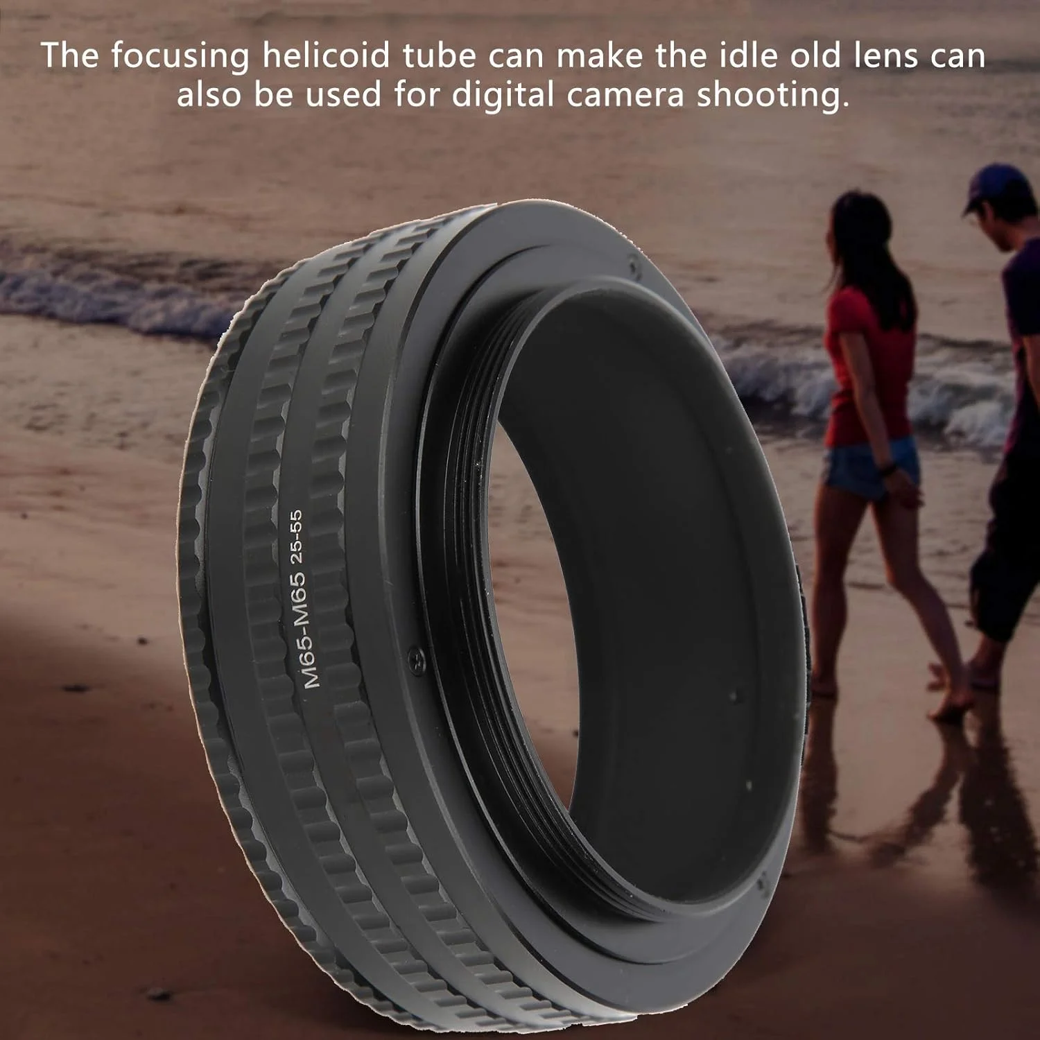 لوله هلیکوئیدی فوکوس 25-55 میلی‌متری، لوله افزایش طول ماکرو برای کنترل دقیق فوکوس، جنس آلیاژ آلومینیوم مشکی مناسب برای عکاسی ماکرو