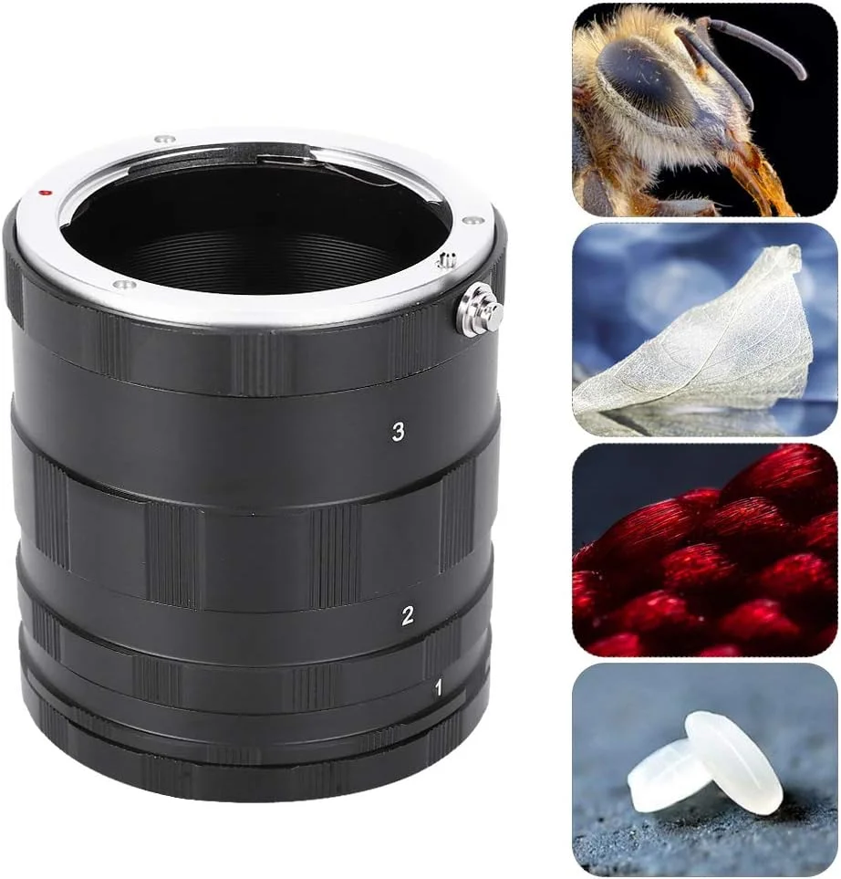 آداپتور لنز ماکرو فلزی مشکی حرفه ای برای دوربین های بدون آینه E-Mount، دستیابی به جلوه عکاسی با دم آهنگری