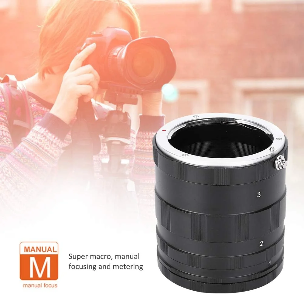 آداپتور لنز ماکرو فلزی مشکی حرفه ای برای دوربین های بدون آینه E-Mount، دستیابی به جلوه عکاسی با دم آهنگری