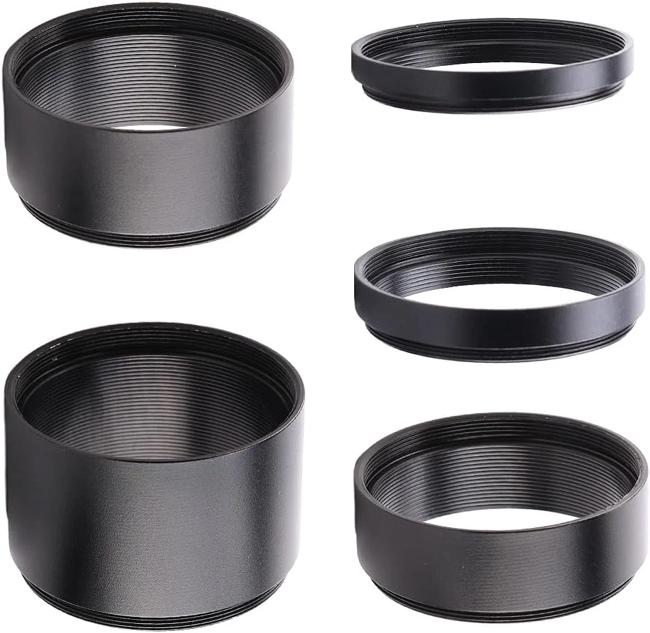 مجموعه لوله افزایش طول 2 اینچی M48 — رینگ‌های 5/7/15/20/30 میلی‌متری — رزوه نر و ماده M48×0.75 — برای فلتنرها و چشمی‌ها — مجموعه 5 رینگ