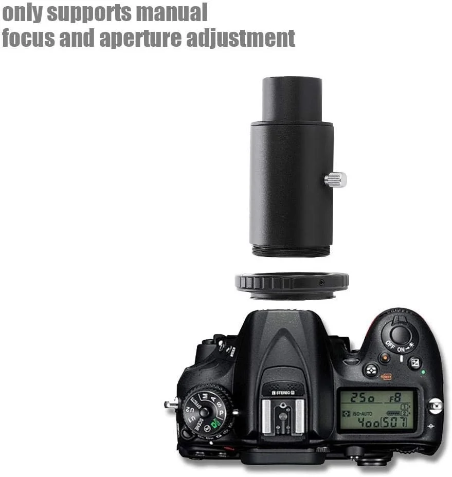 مجموعه حلقه آداپتور لوله افزایش طول تلسکوپ، حلقه آداپتور لنز مانت T با رزوه M42 با کنترل دستی دیافراگم، کیت لوله افزایش طول عکاسی ثابت برای دوربین نیکون