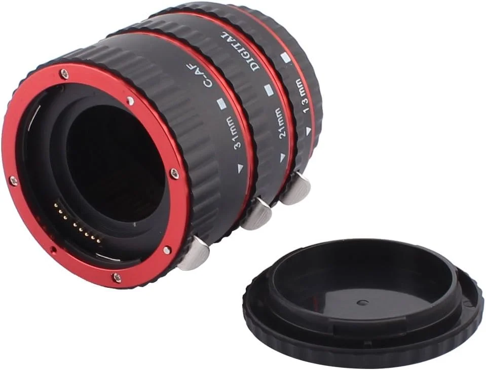 مجموعه حلقه های افزایش فاصله لنز ماکرو برای دوربین های DSLR SLR، ۳ عددی، مشکی قرمز