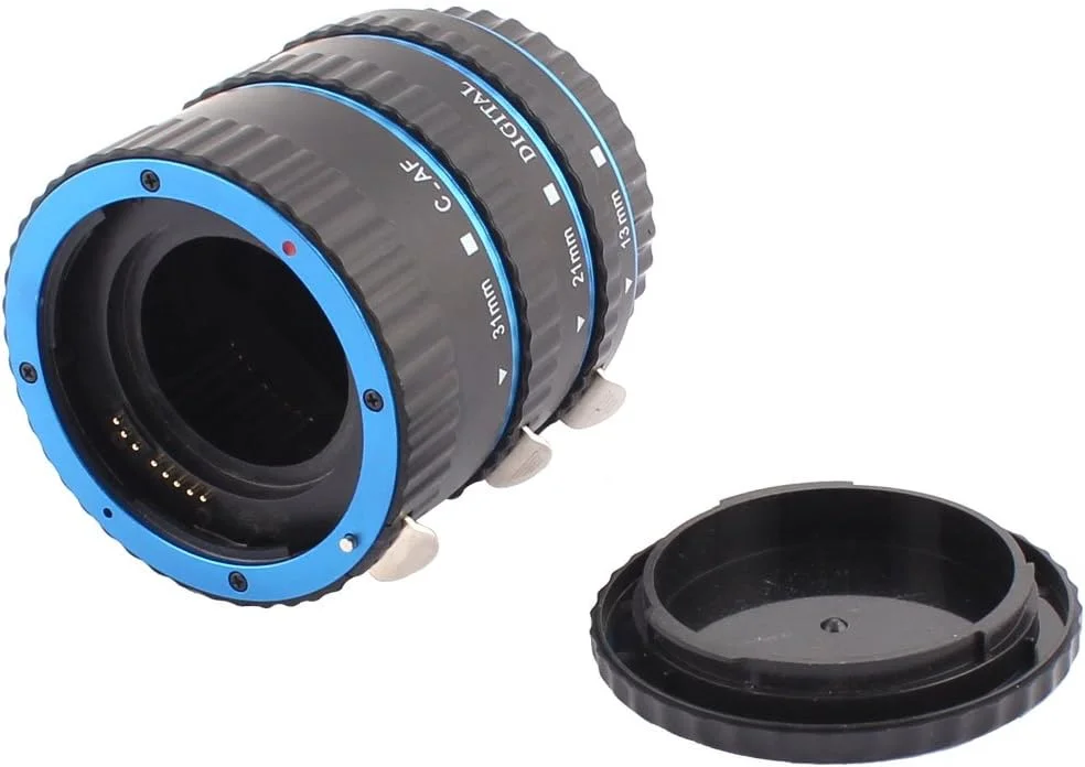 مجموعه حلقه های لوله افزایش طول ماکرو برای لنز دوربین DSLR SLR، ۳ عددی، مشکی آبی
