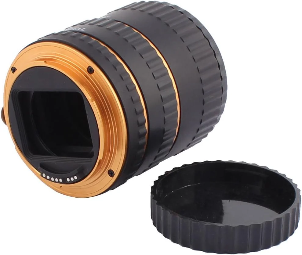 مجموعه حلقه های افزایش طول ماکرو لنز دوربین DSLR SLR، ۳ عددی، مشکی و طلایی